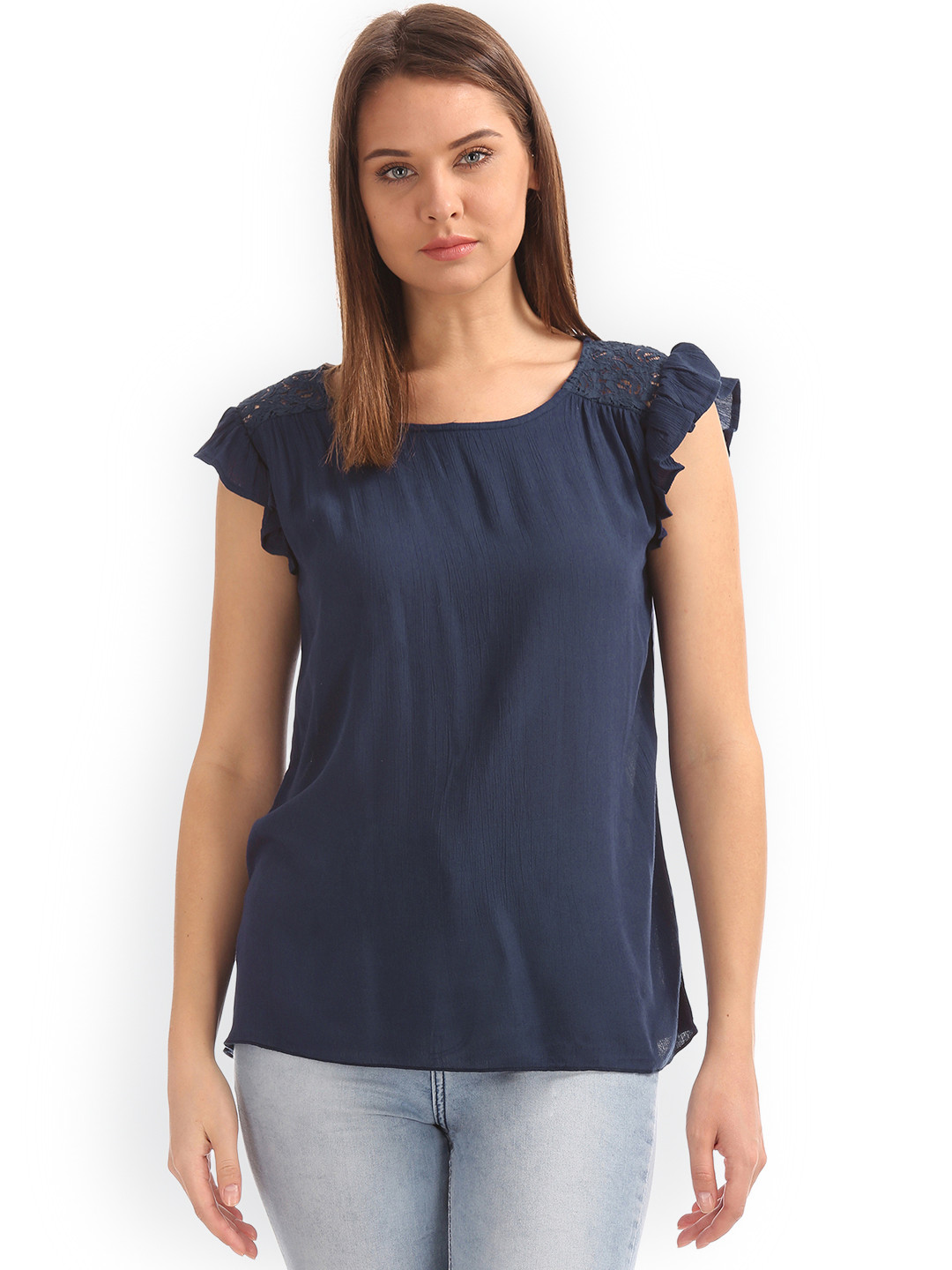 

Sugr Women Navy Blue Solid Top