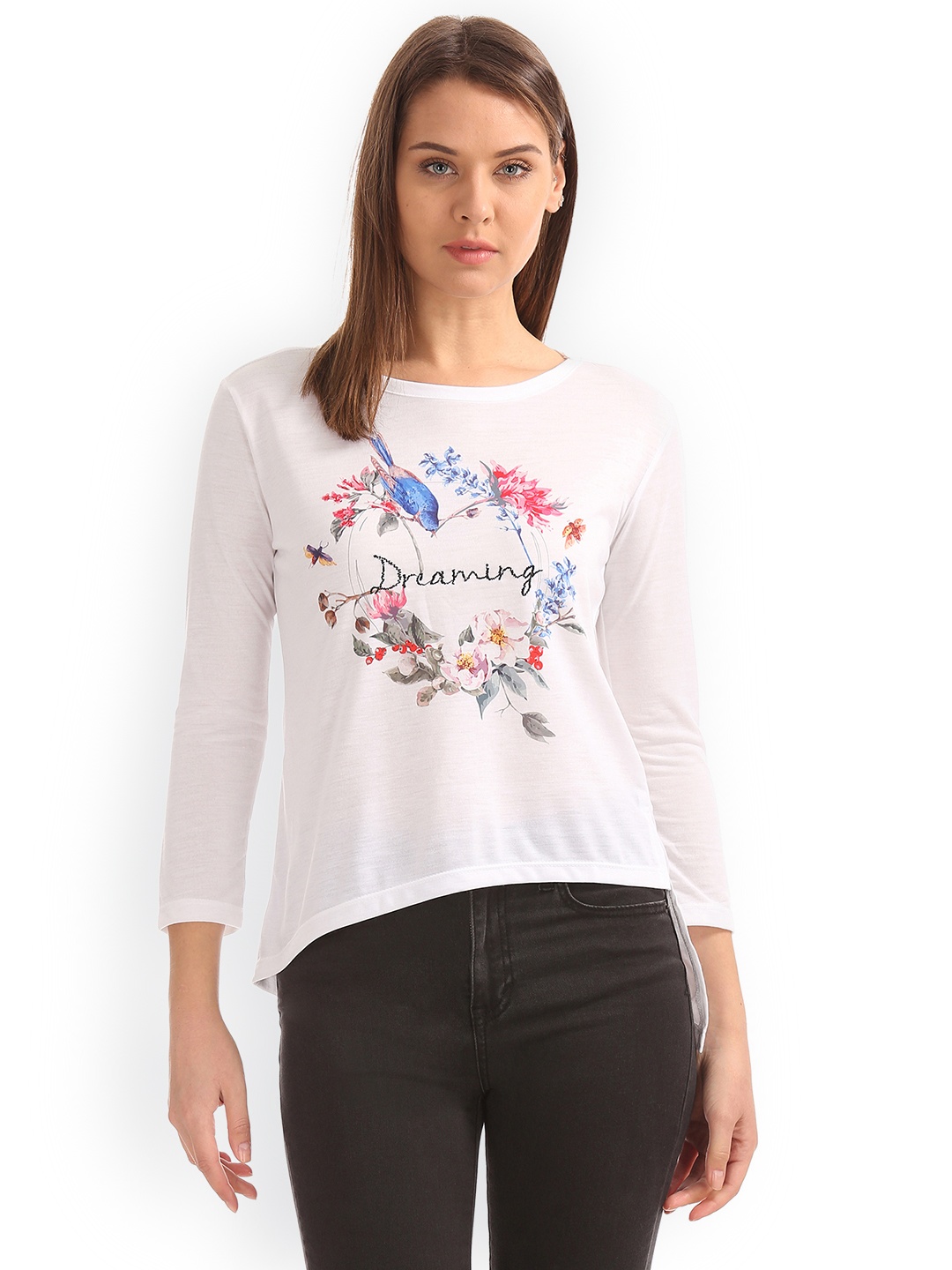 

Sugr Women Off-White Printed High-Low Top