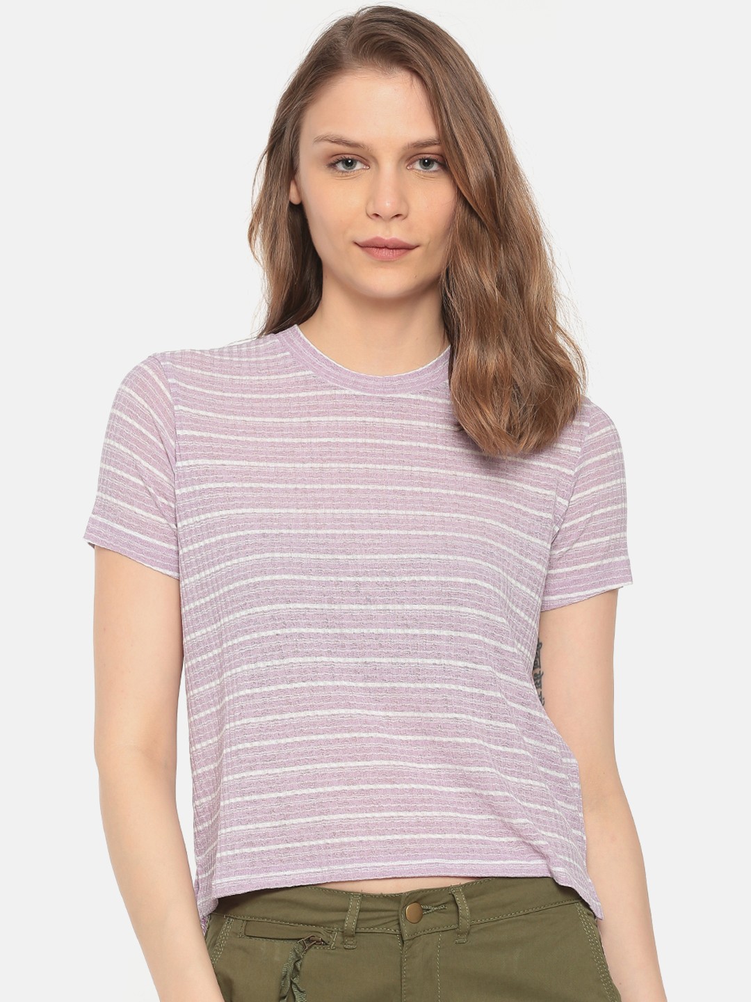 

Sugr Women Lavender Striped Top
