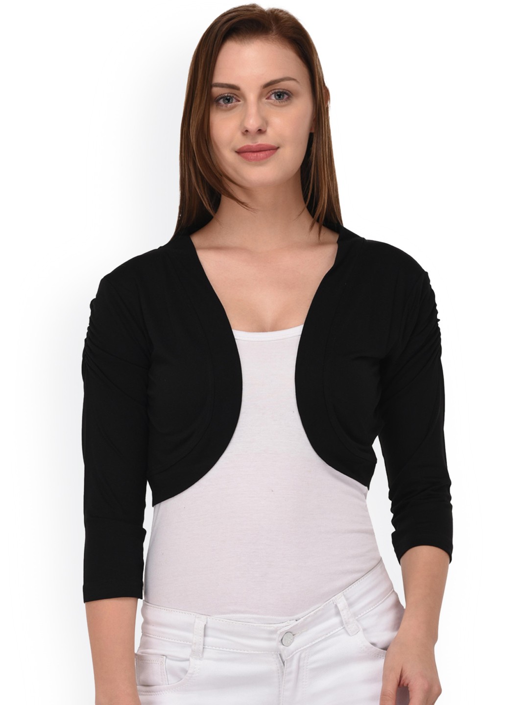

Espresso Black Solid Open Front Shrug