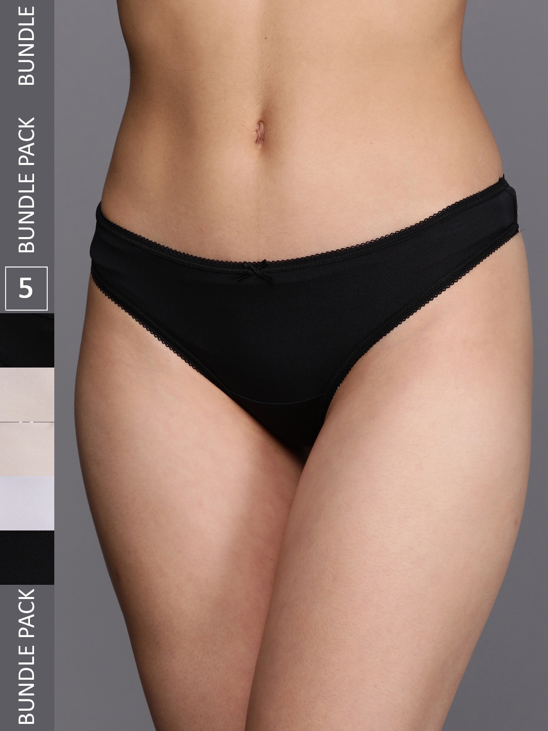 

next Women Pack of 5 Microfibre Solid Thongs DB03ST174323, Black