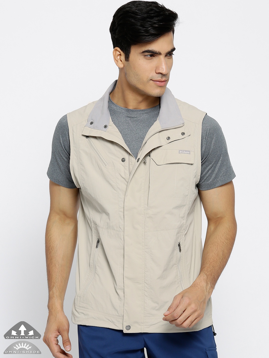 

Columbia Beige Silver Ridge II Sleeveless UV Protect Outdoor Sporty Jacket