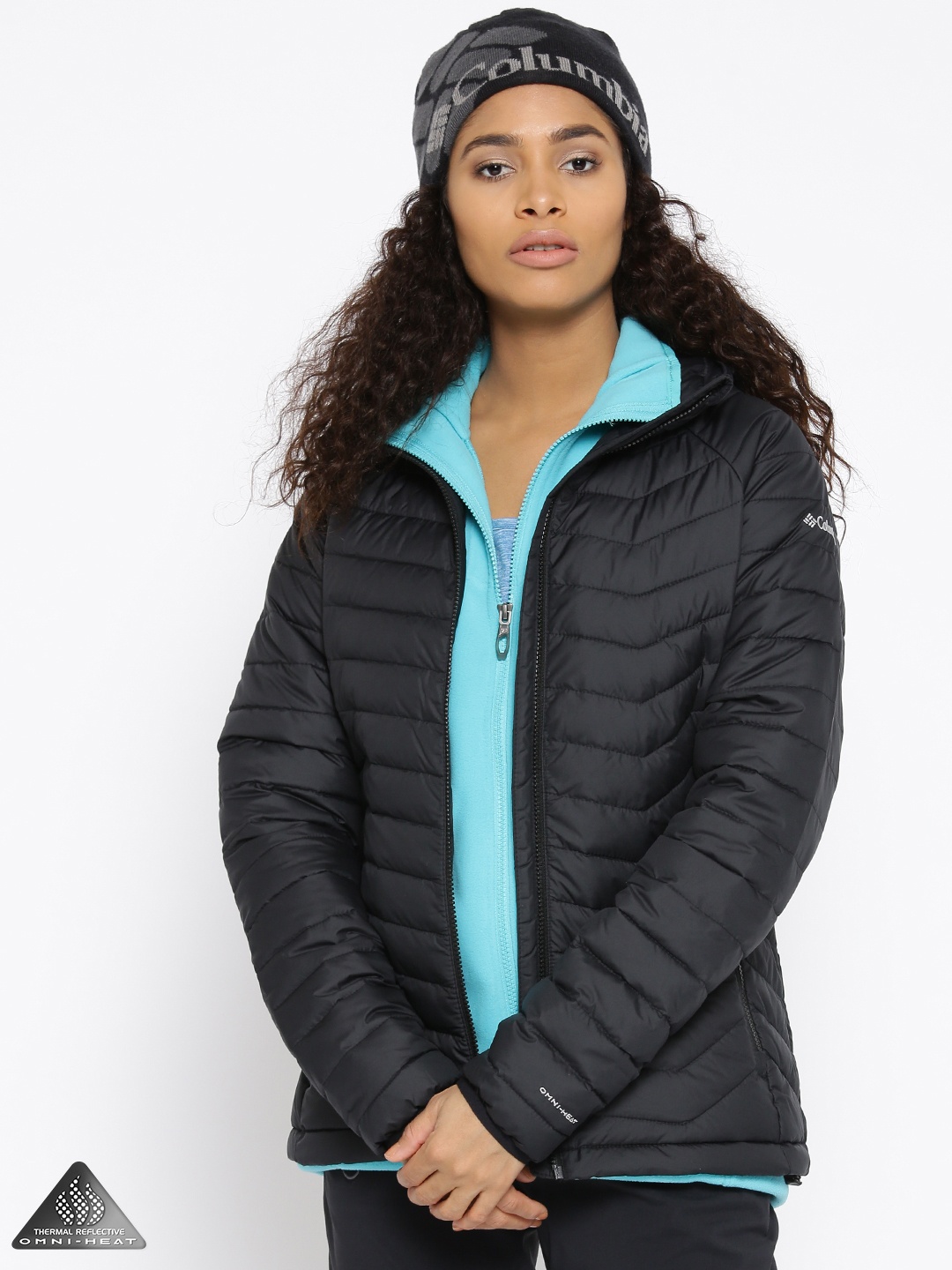 

Columbia Women Black Powder Lite Hooded Winter Hiking Padded Jacket