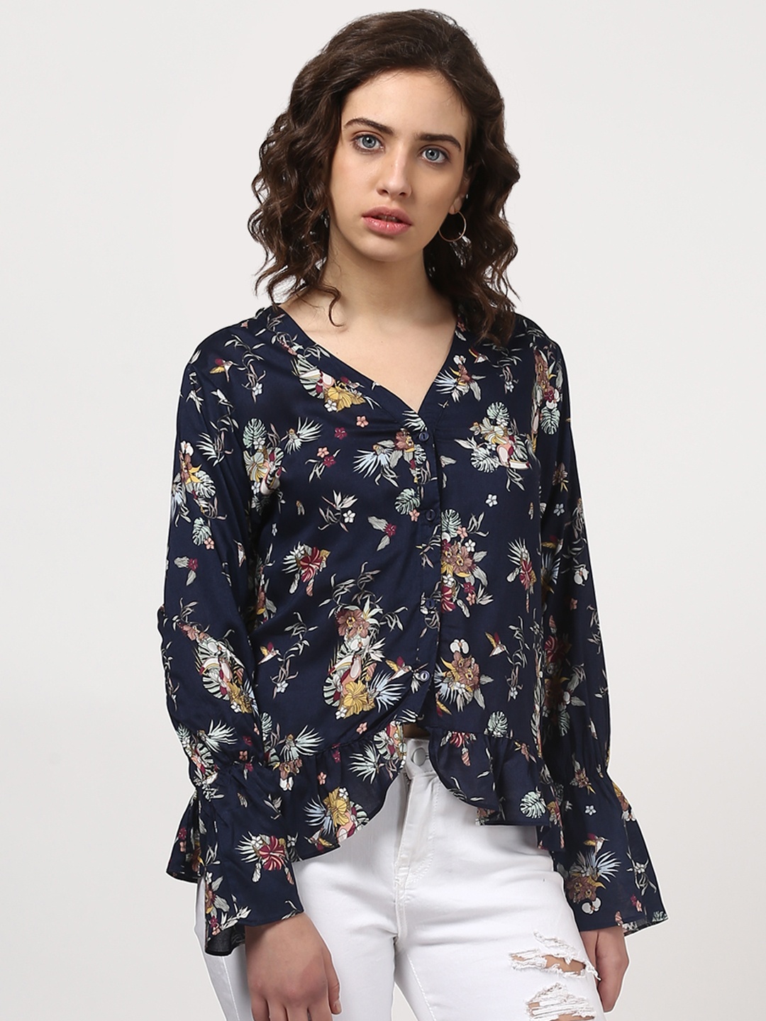 

Harpa Women Navy Blue Printed Top