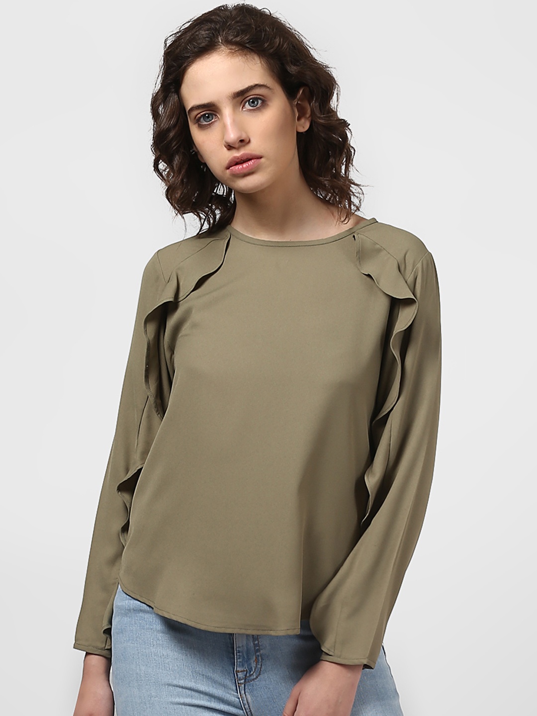 

Harpa Women Olive Green Solid Top