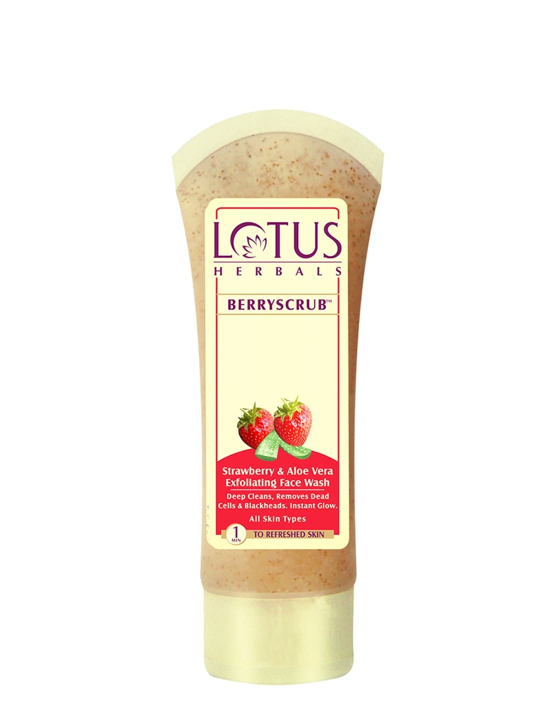 

Lotus Herbals Sustainable BERRYSCRUB Strawberry Aloe Vera Exfoliating Face Wash, Yellow