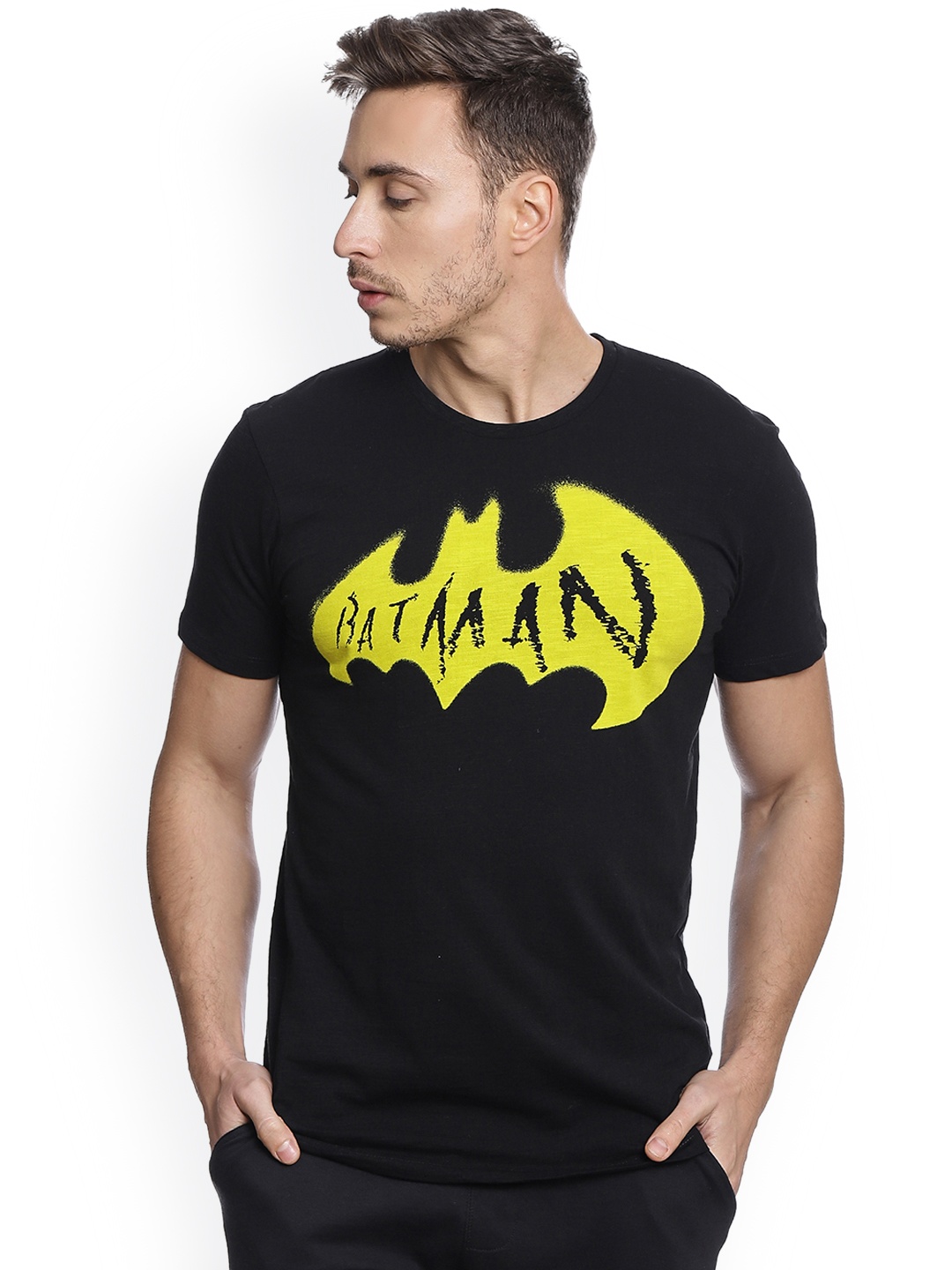 

Free Authority Men Black Batman Printed T-shirt