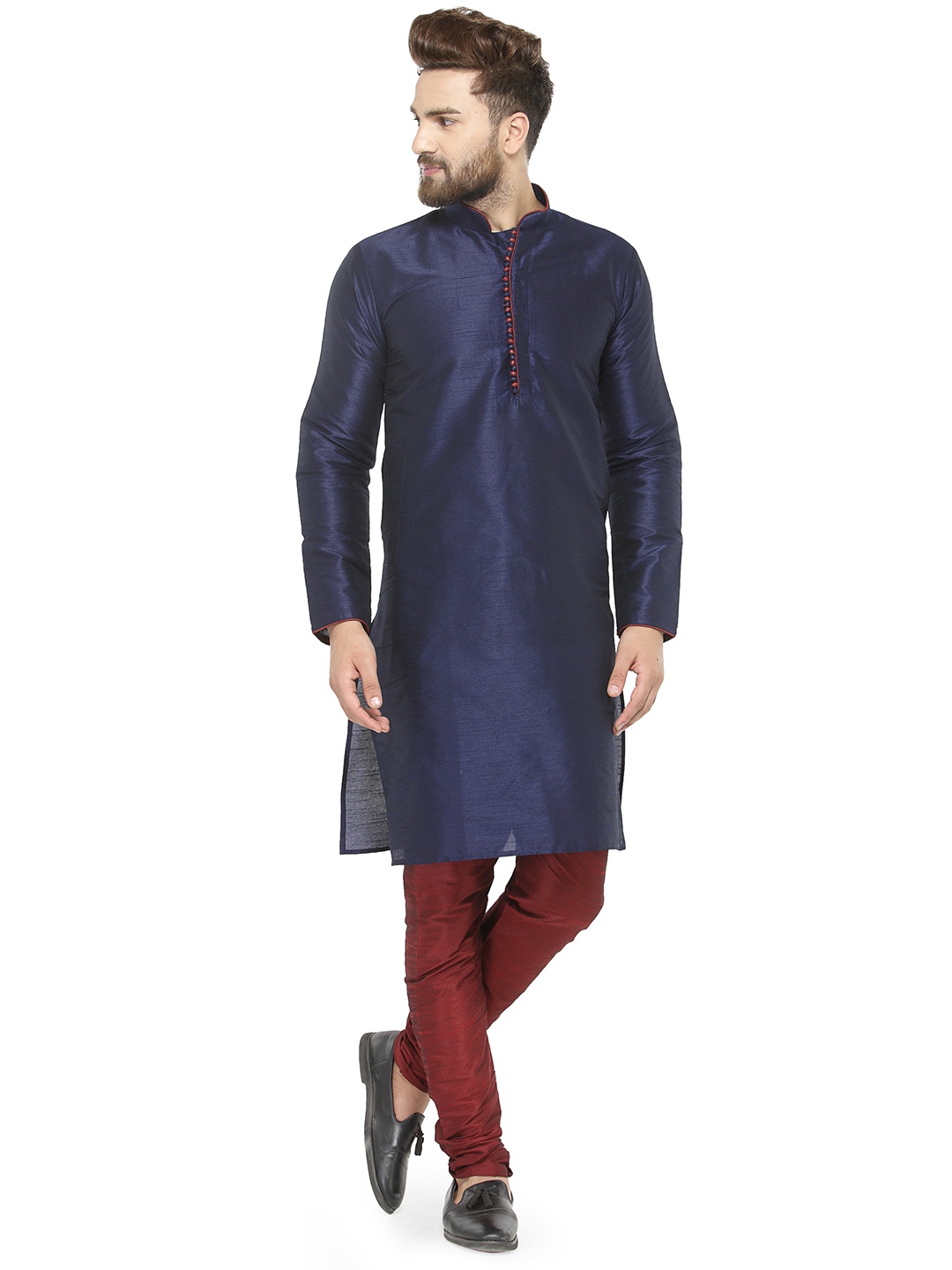 

SOJANYA Men Navy Blue Solid Straight Kurta