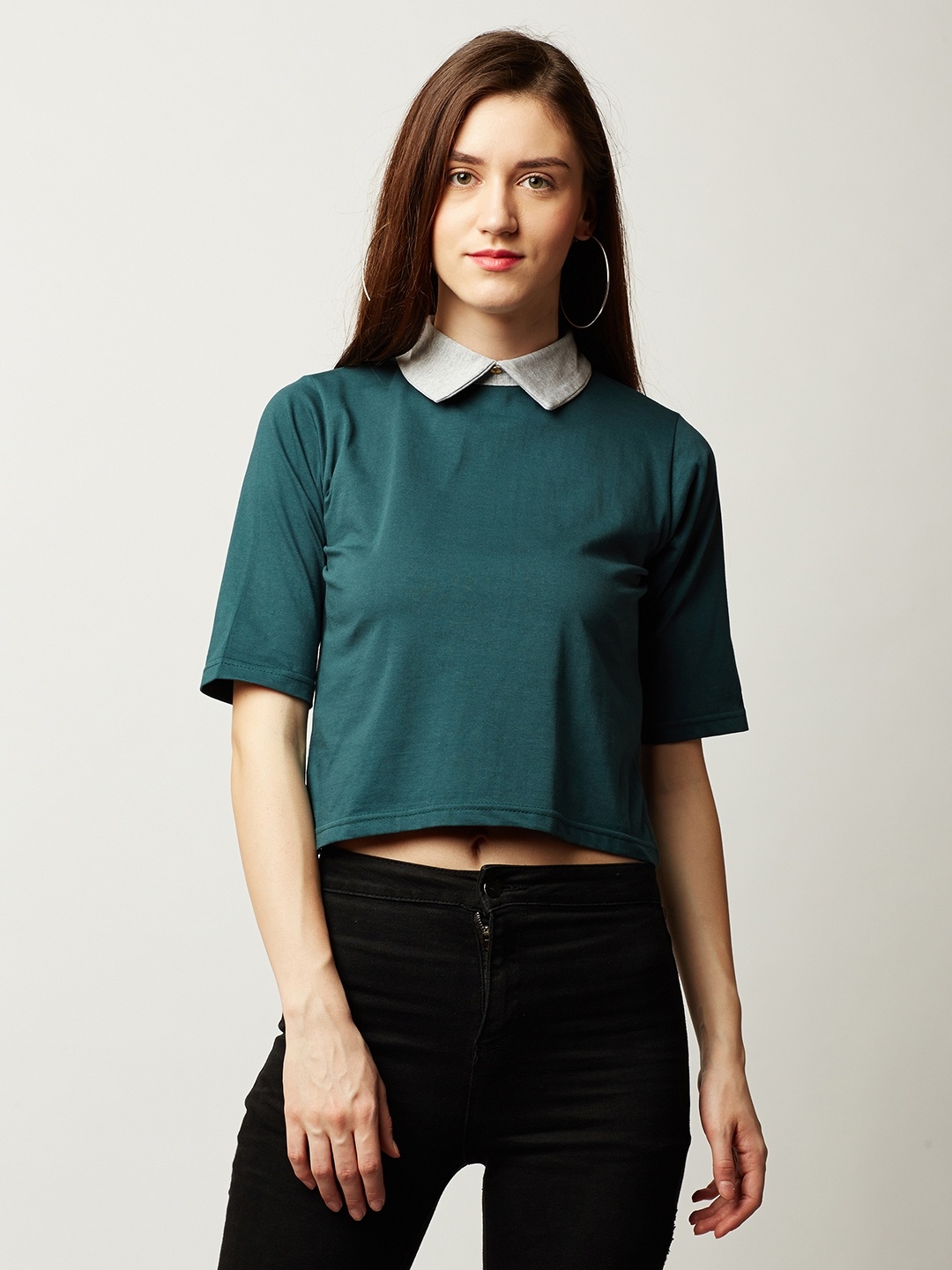 

Miss Chase Women Green Solid Pure Cotton Top