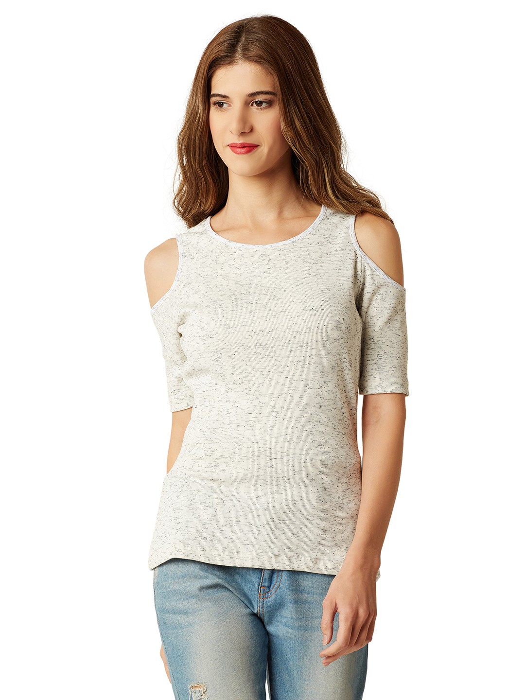 

Miss Chase Women Off-White Solid Pure Cotton Top