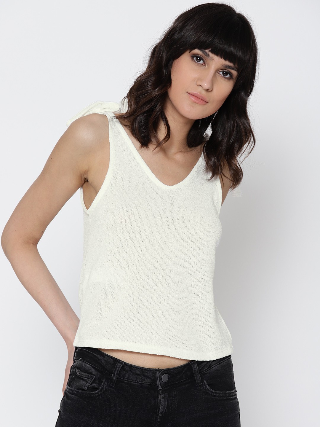

MANGO Women White Solid Top
