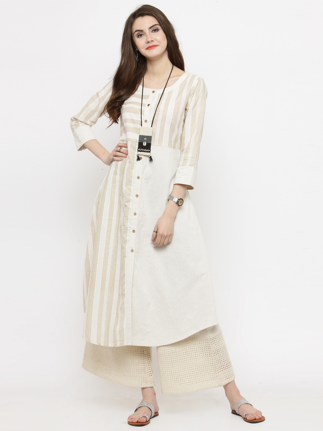 

Varanga Women Off-White Printed Kurta with Palazzos