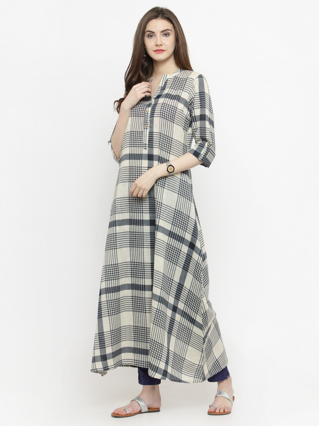 

Varanga Women Off-White & Blue Printed Kurta with Trousers