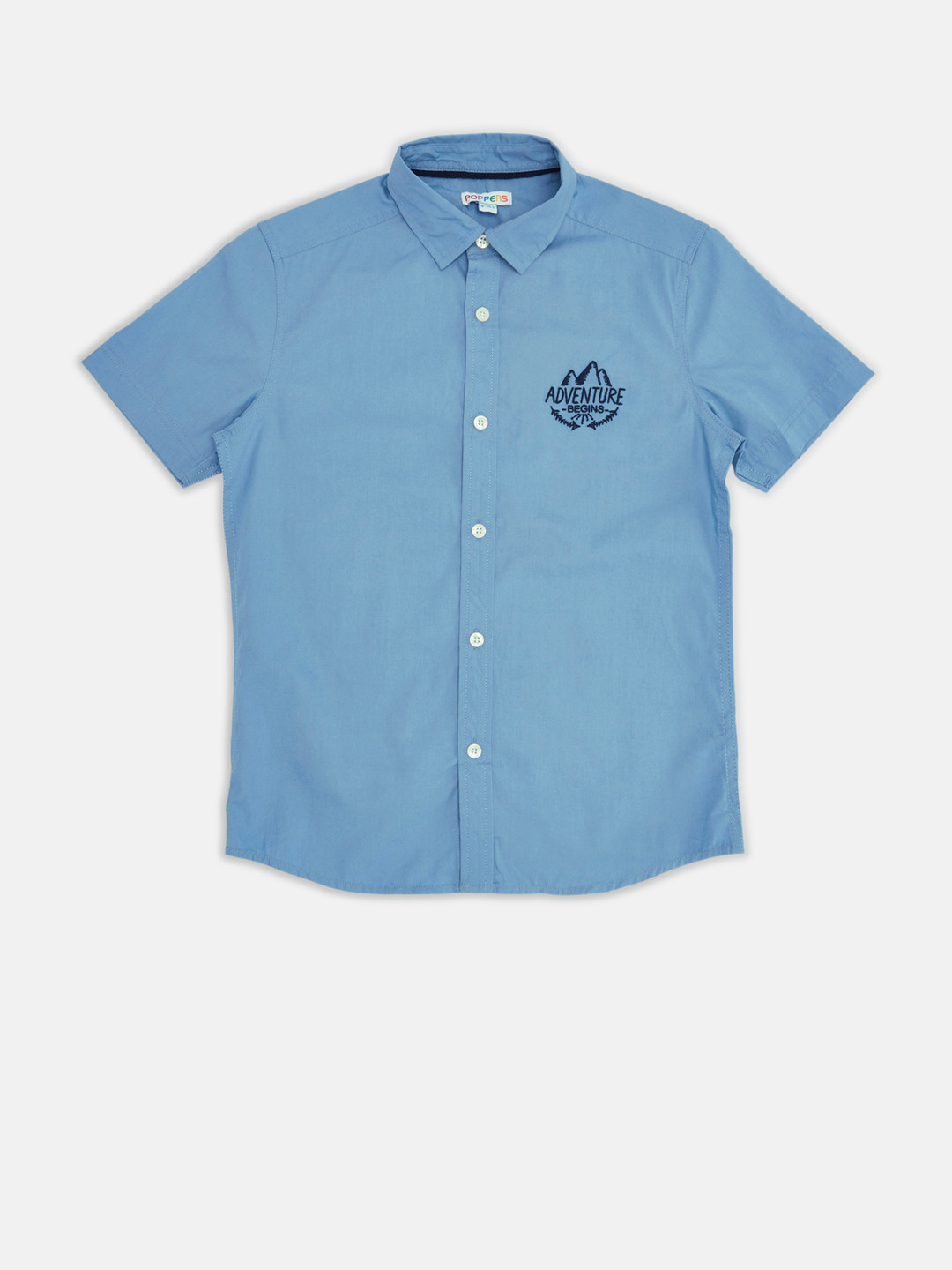 

POPPERS by Pantaloons Boys Blue Regular Fit Solid Casual Shirt