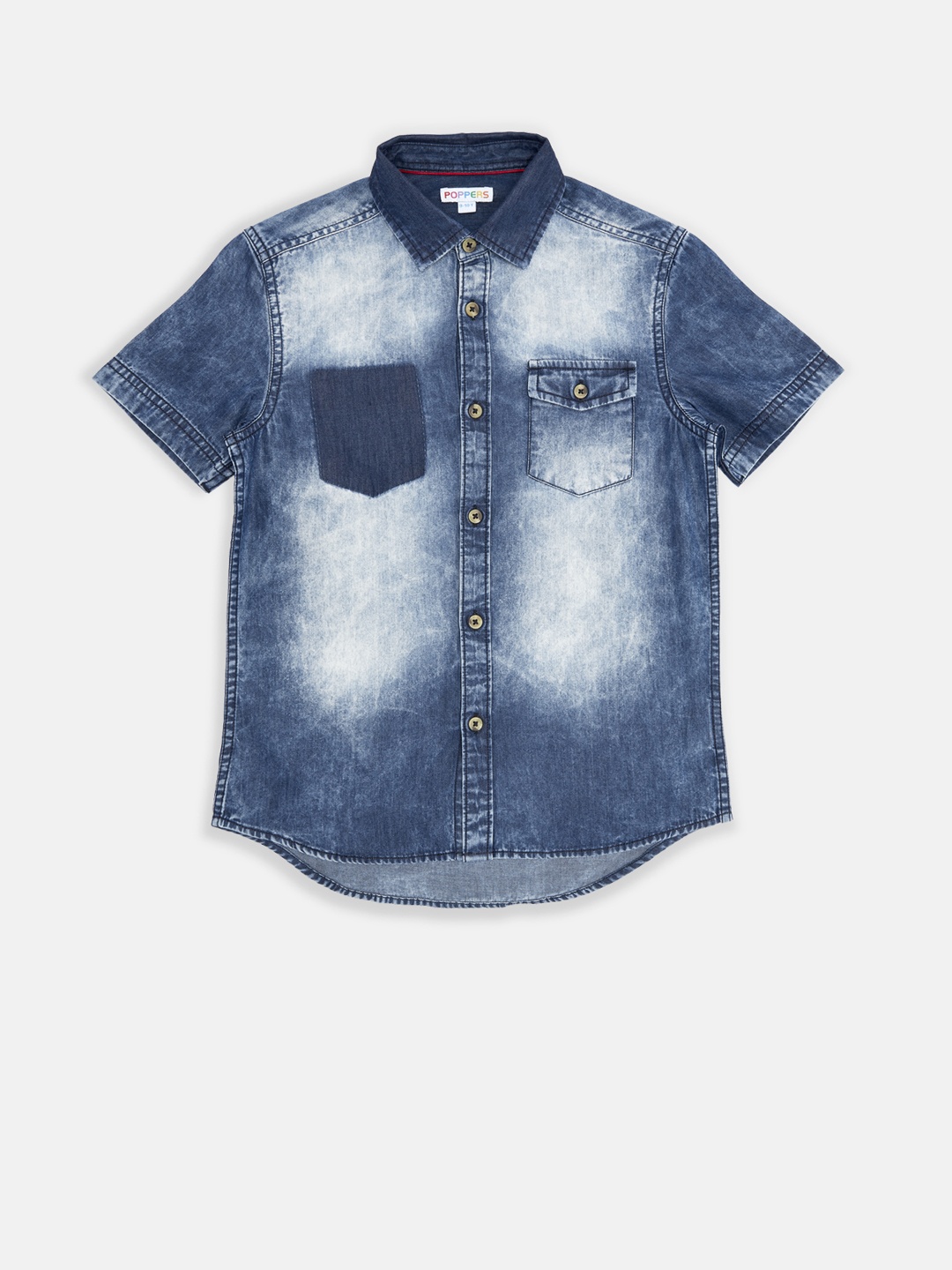 

POPPERS by Pantaloons Boys Blue Regular Fit Washed Denim Shirt