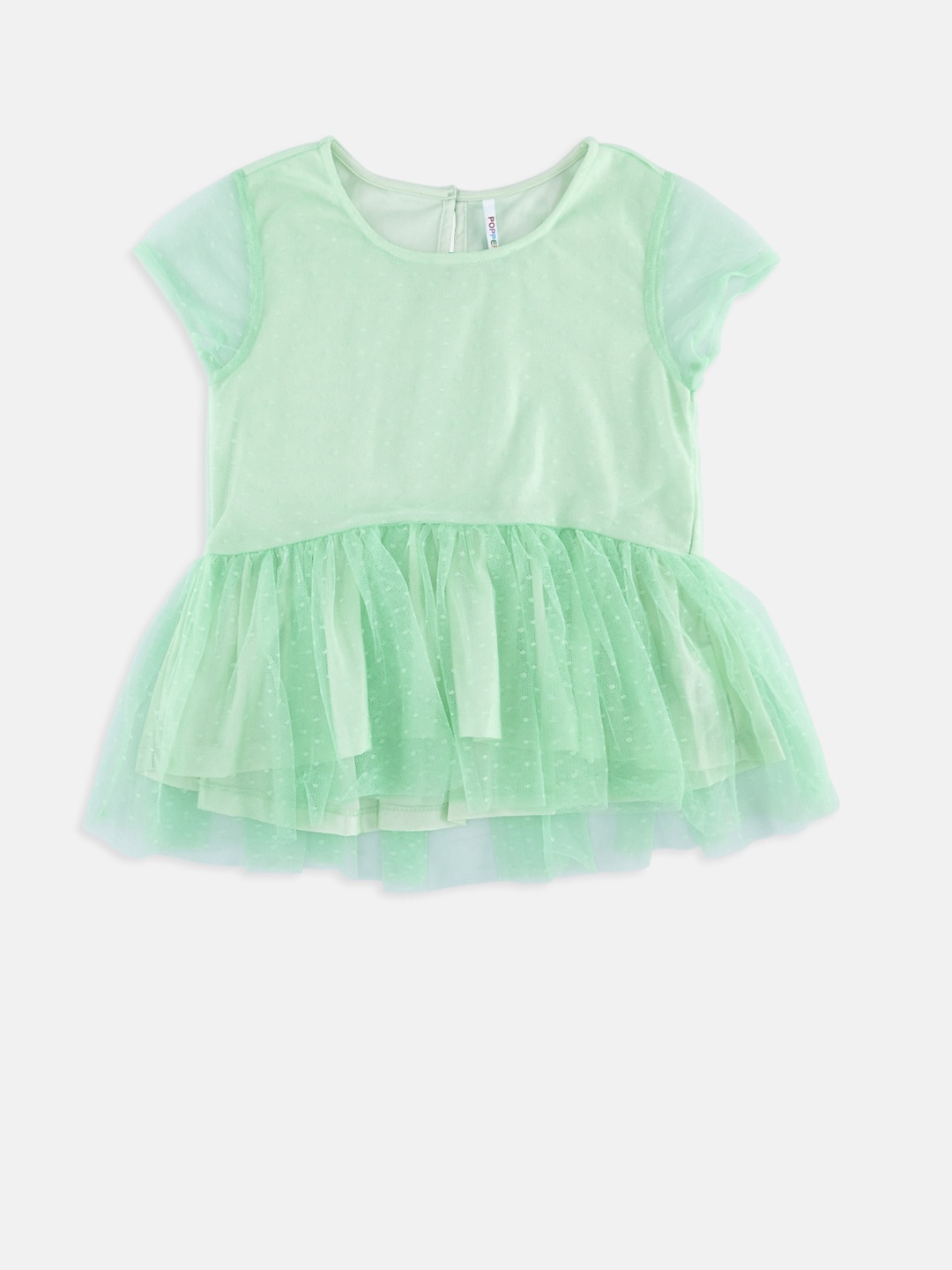 

POPPERS by Pantaloons Girls Sea Green Self Design Top