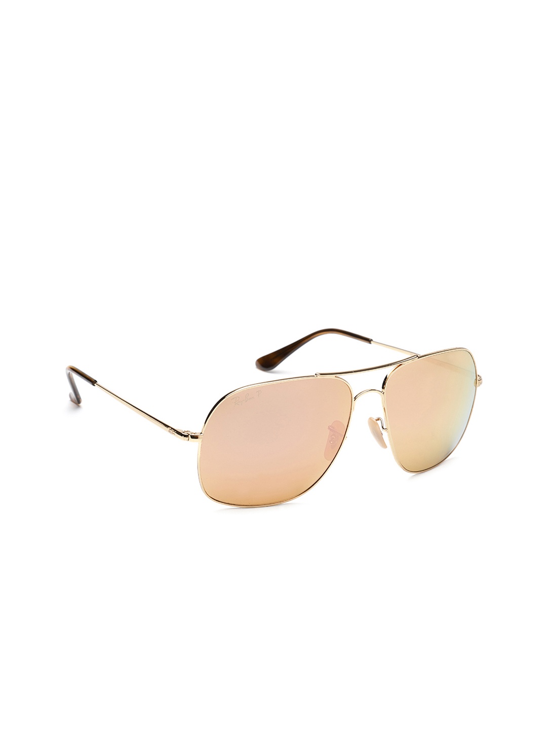 

Ray-Ban Men Polarised Square Sunglasses 0RB3587CH001/I061, Gold