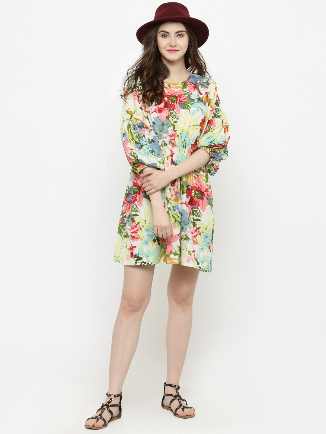 

Sera Women White Printed A-Line Dress