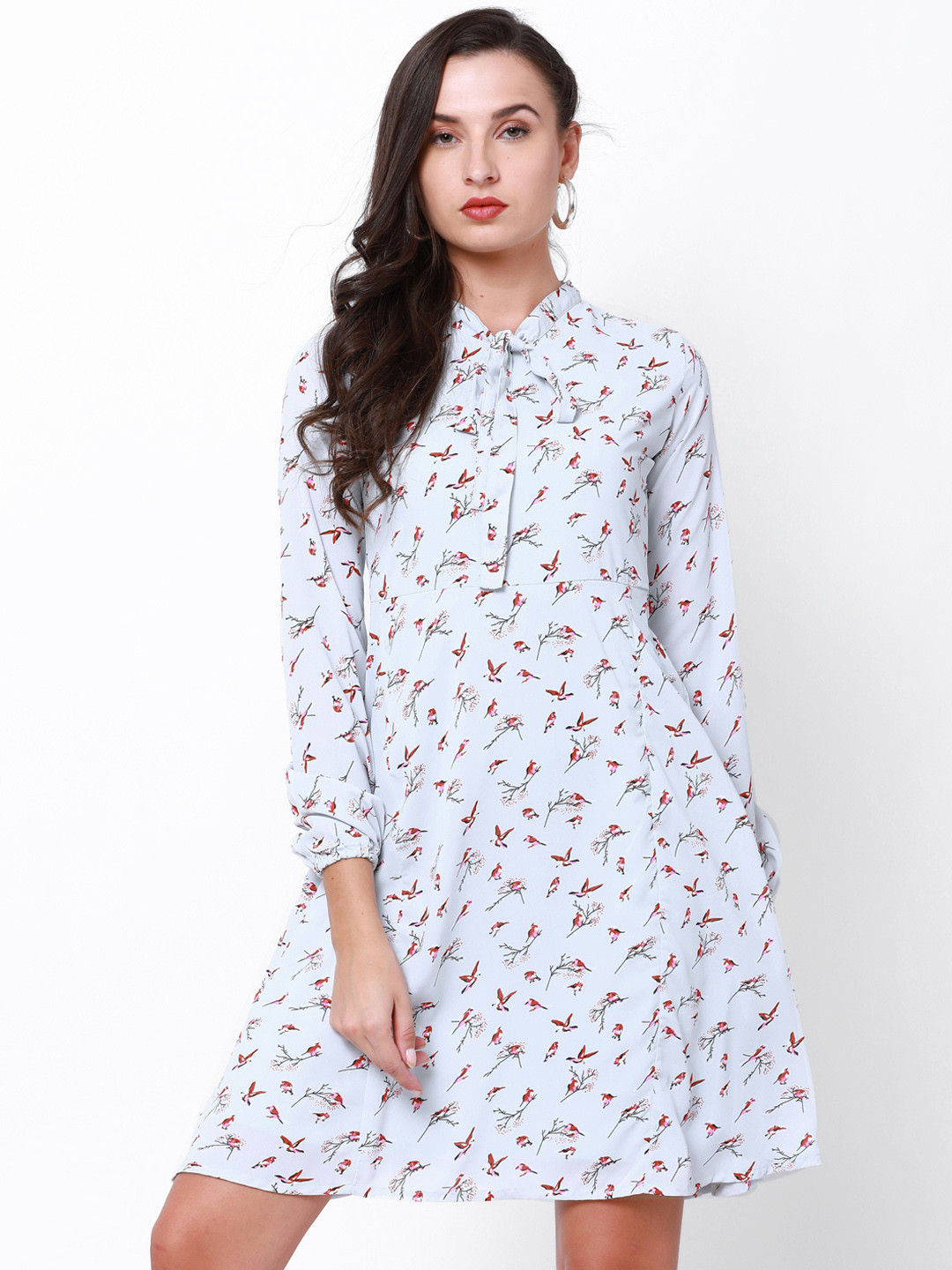 

Tokyo Talkies Women Blue Printed Fit and Flare Dress