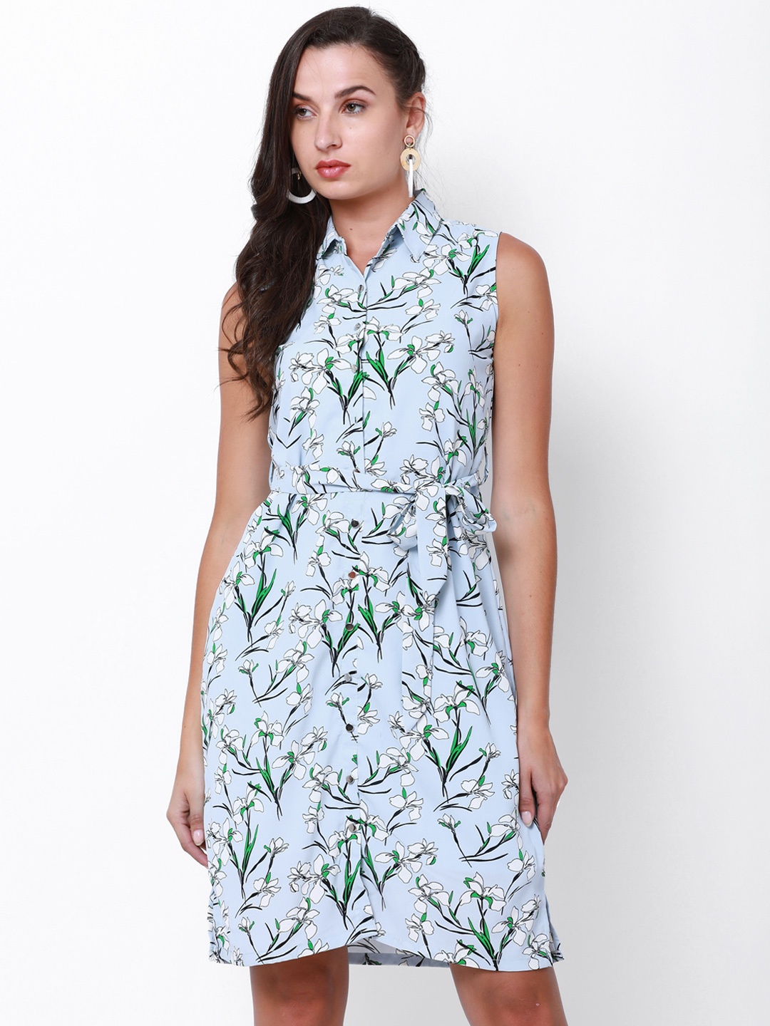 

Tokyo Talkies Women Blue Printed Shirt Dress