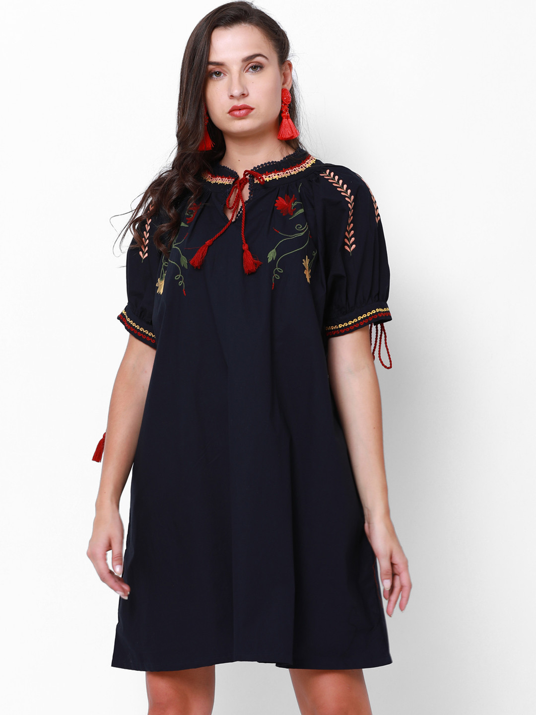 

Tokyo Talkies Women Navy Blue Solid A-Line Dress