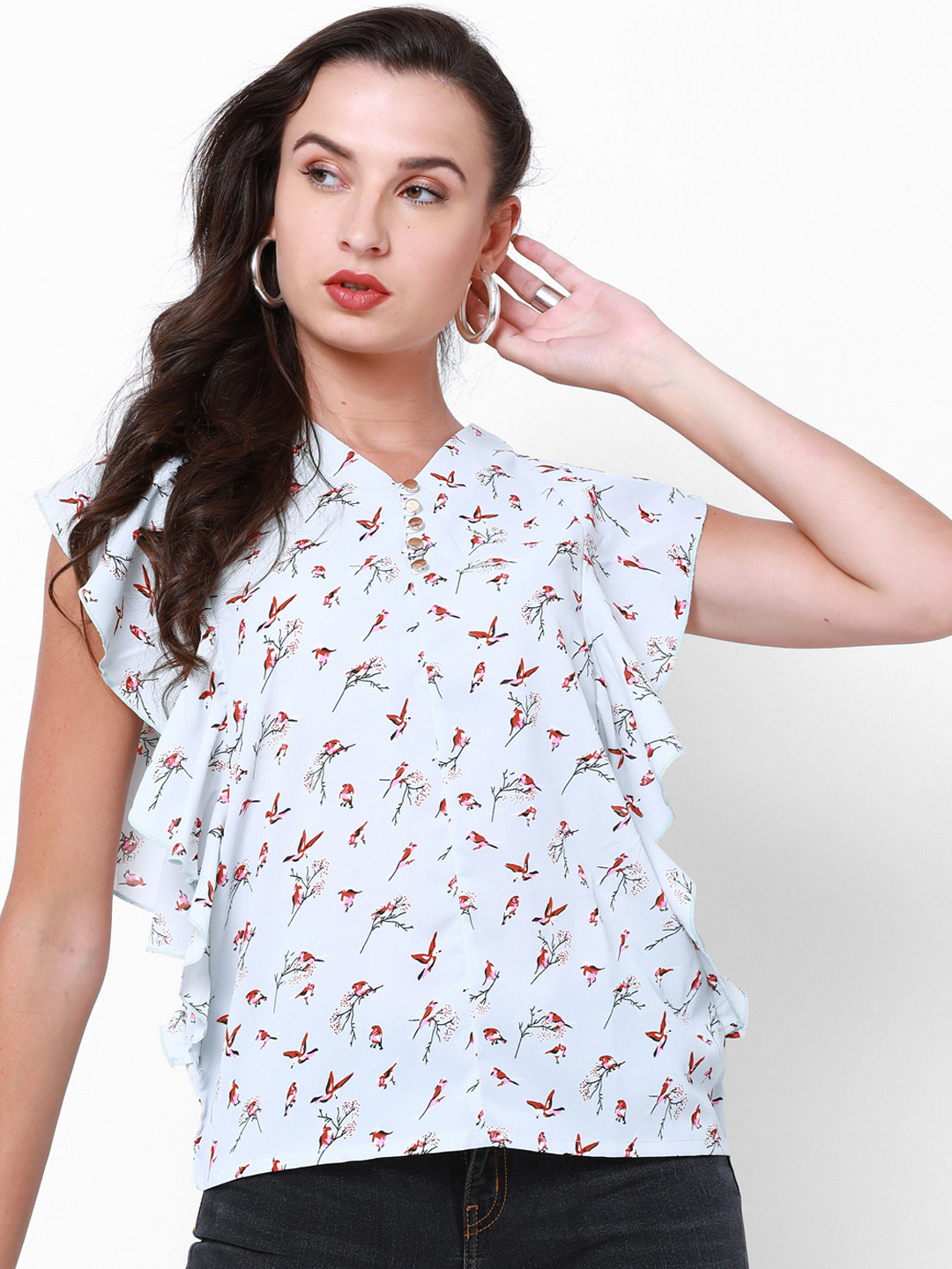 

Tokyo Talkies Women Blue Printed Top