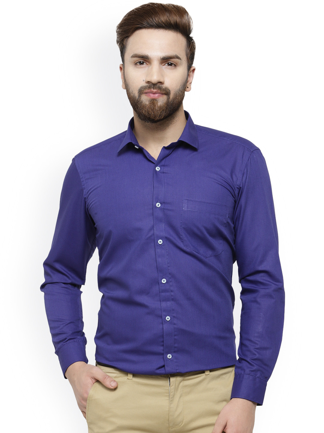

RG DESIGNERS Men Blue Comfort Slim Fit Solid Formal Shirt