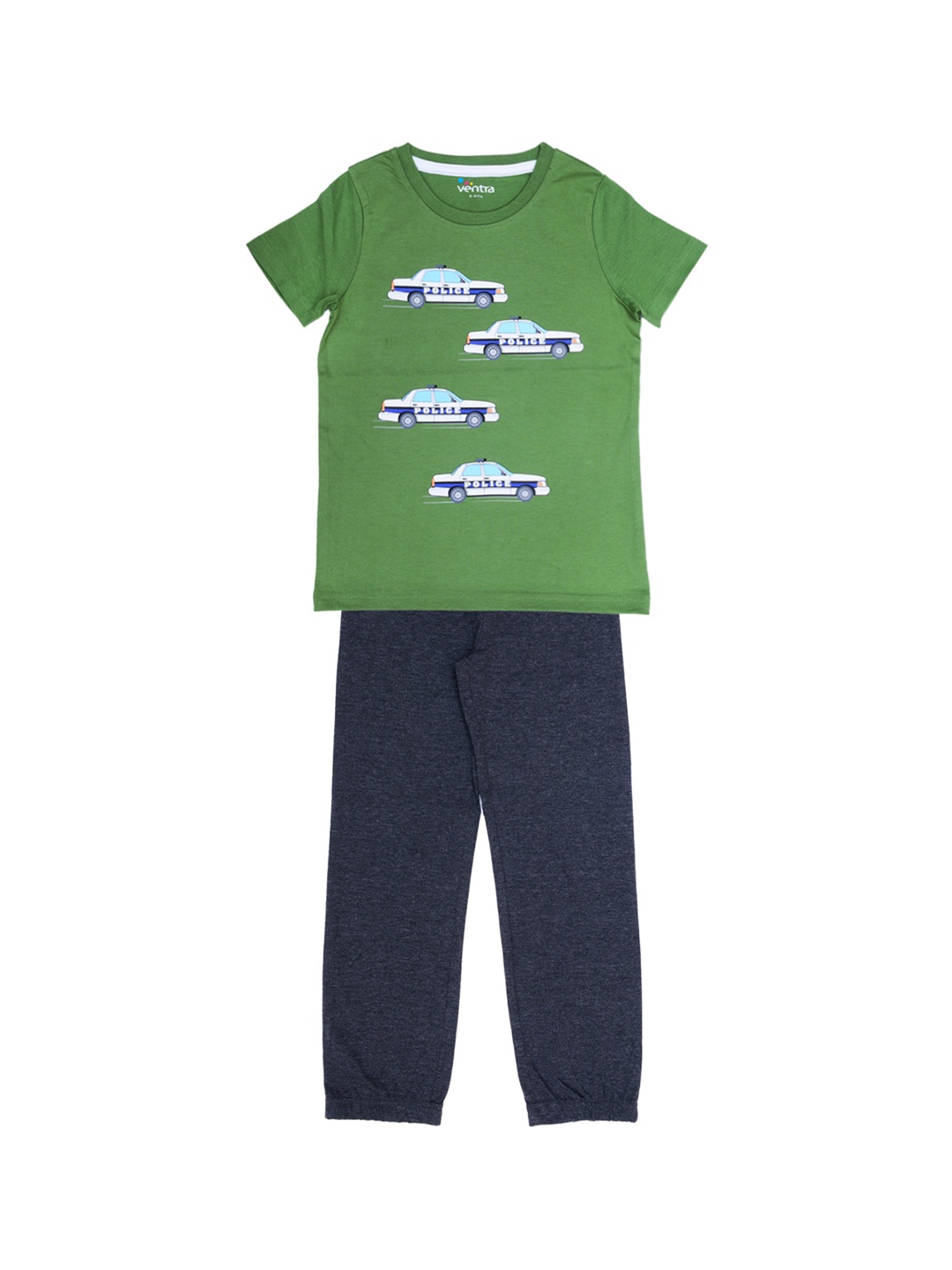 

ventra Boys Green & Navy Blue Printed Night suit