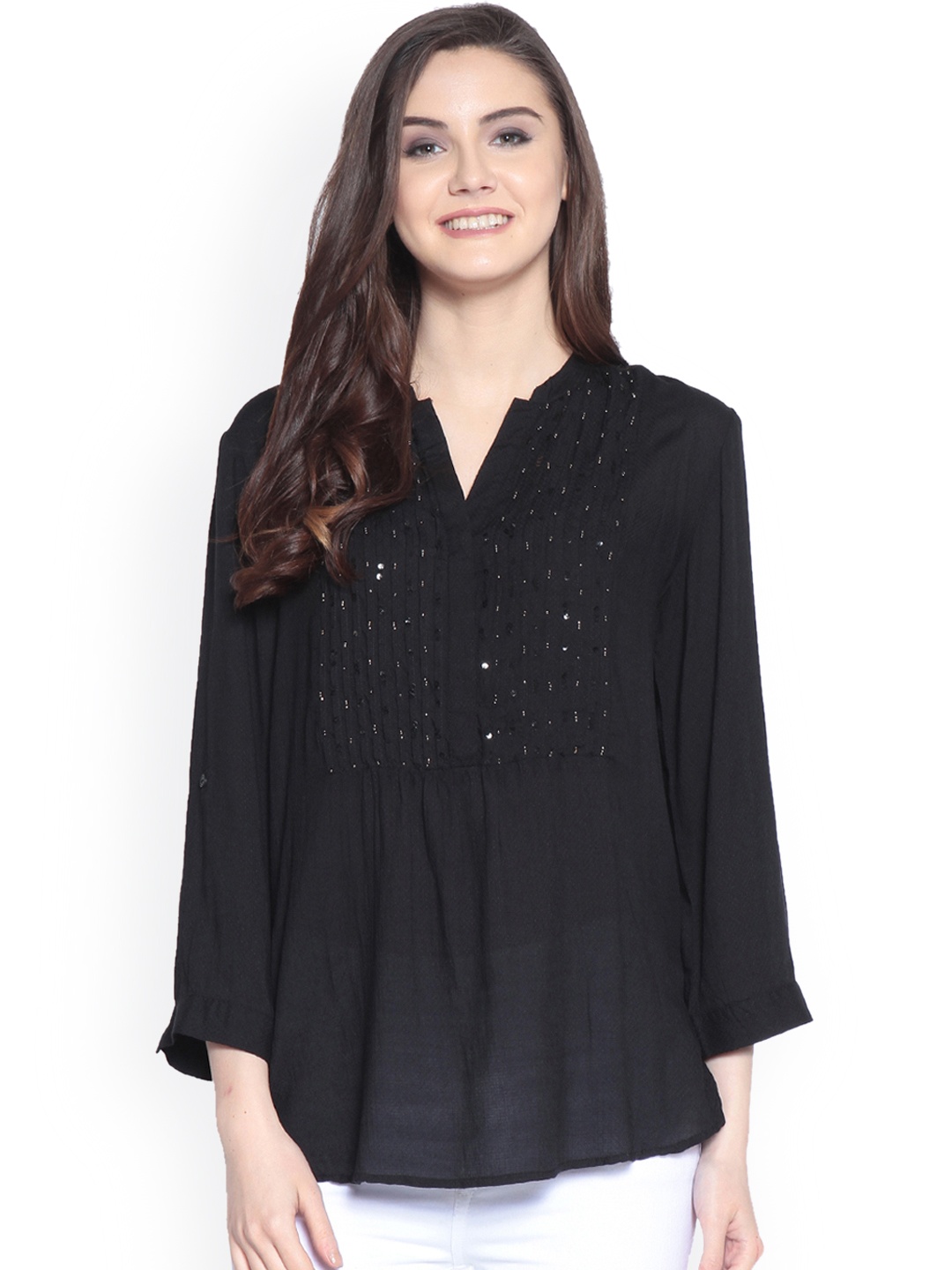 

Gipsy Women Black Solid Tunic