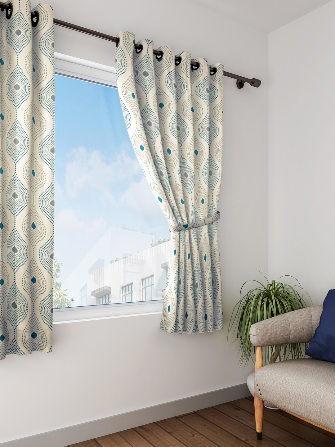 

SWAYAM Off-White Black Out Window Curtains