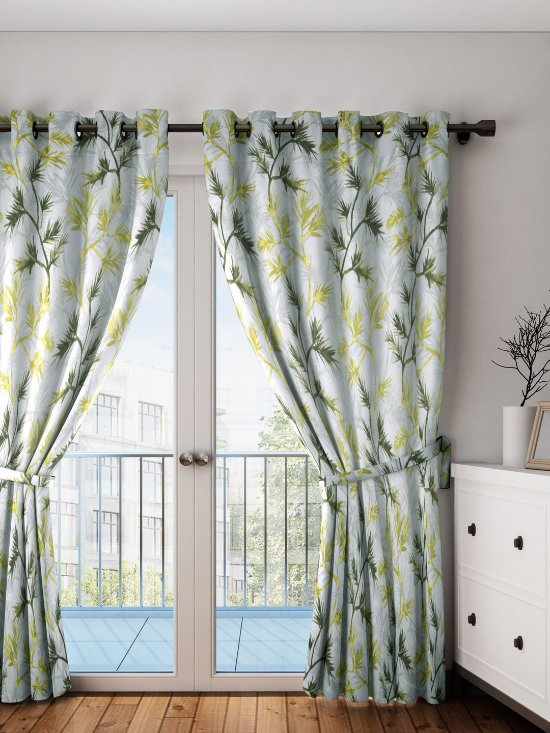 

SWAYAM Sea Green & Yellow Single Door Curtain