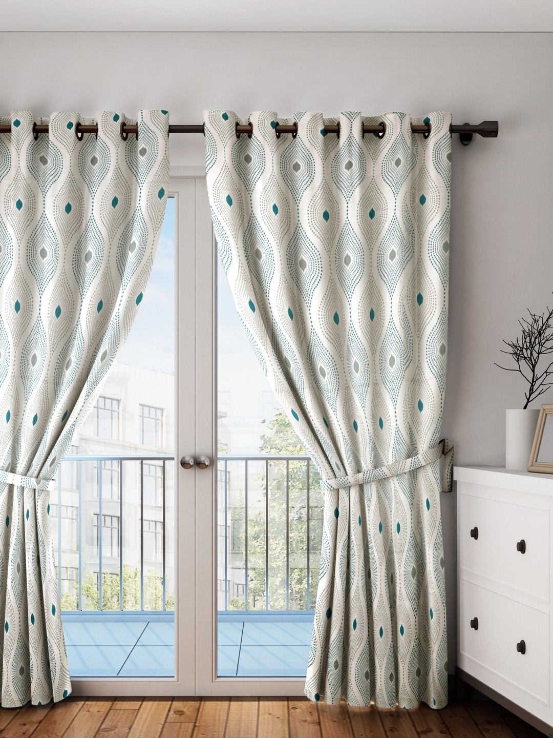

SWAYAM Off-White Black Out Long Door Curtains