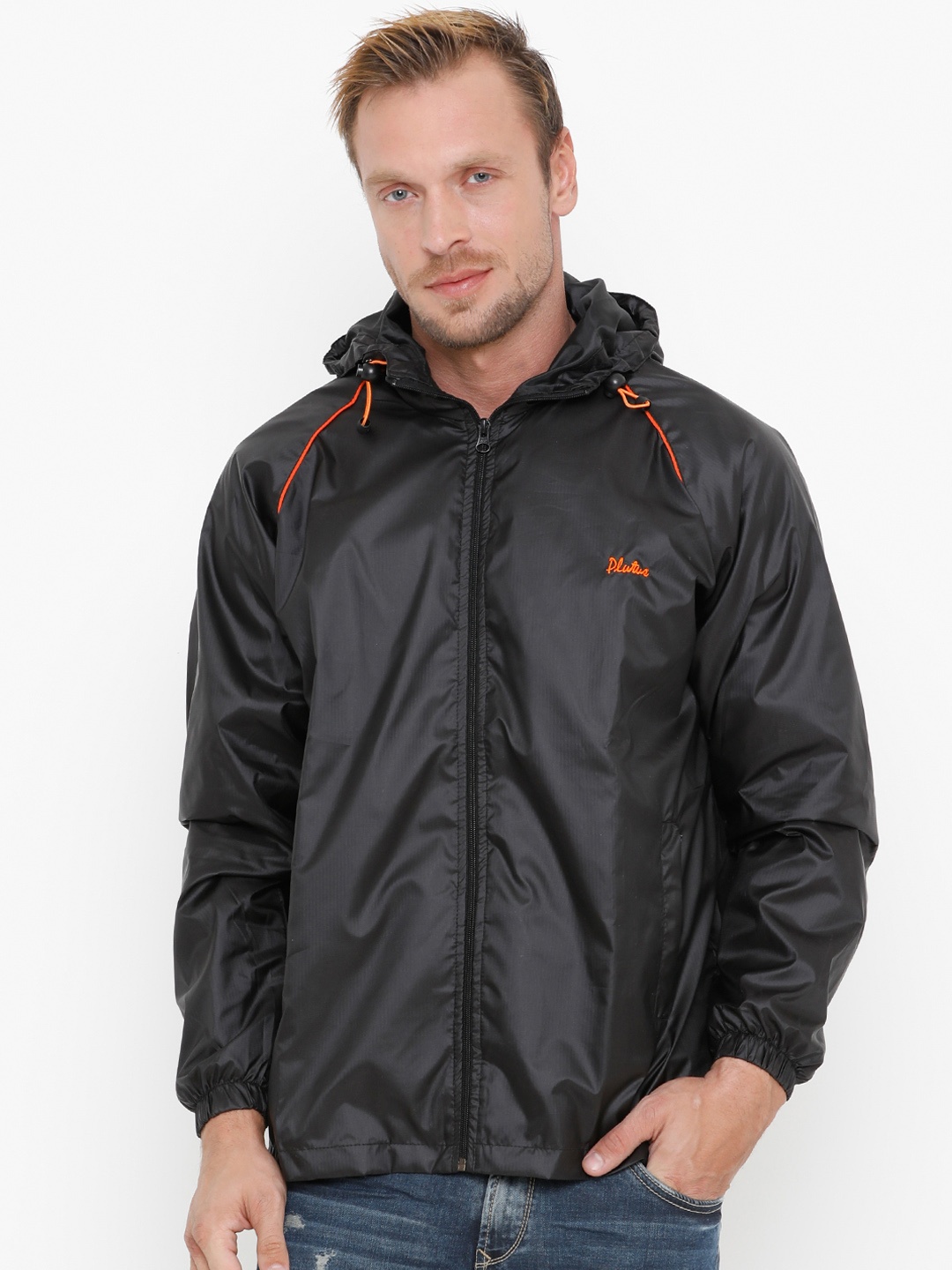 

Plutus Men Black Lightweight Windcheater Sporty Jacket