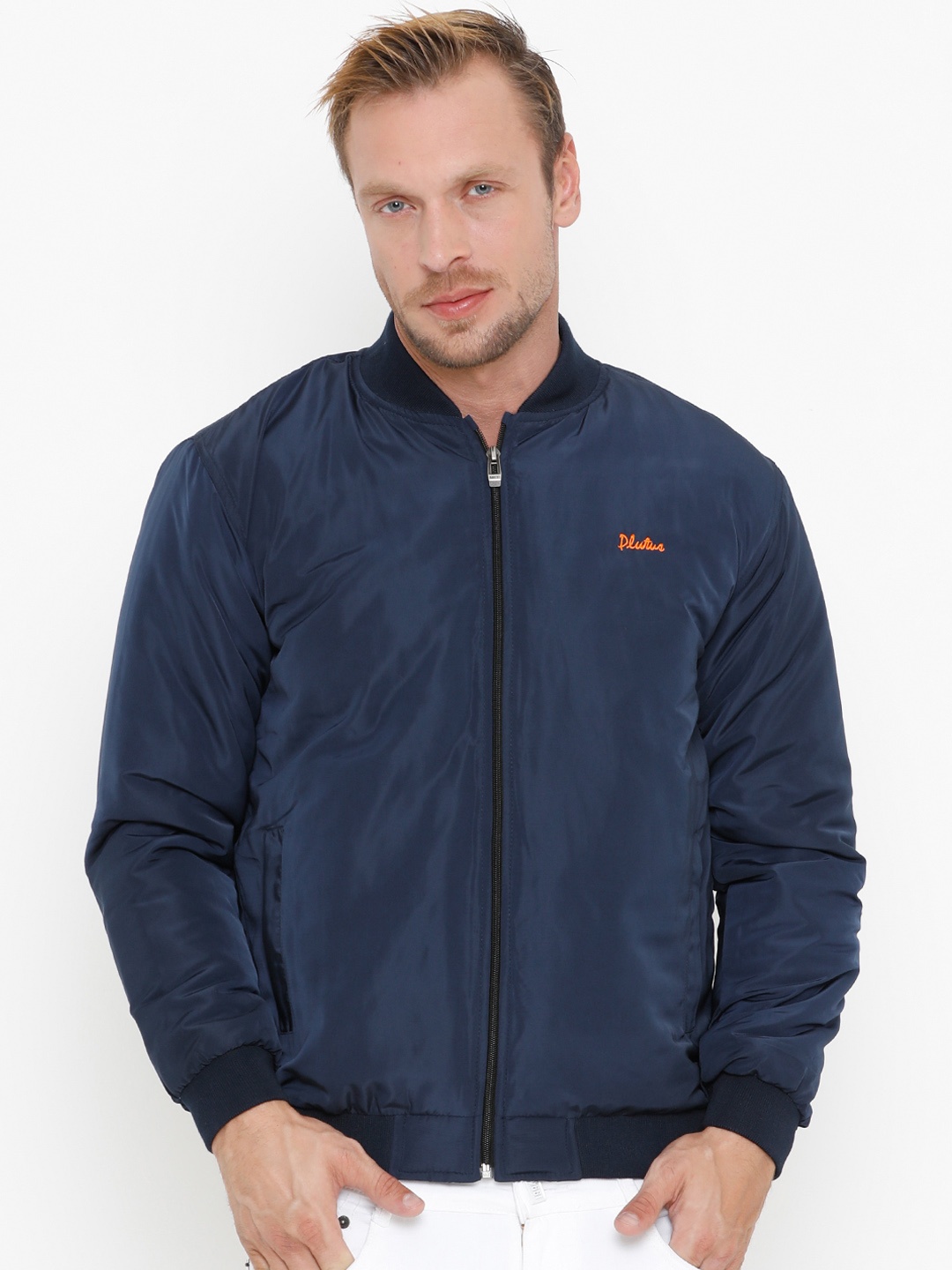 

Plutus Men Blue Solid Water Resistant Bomber