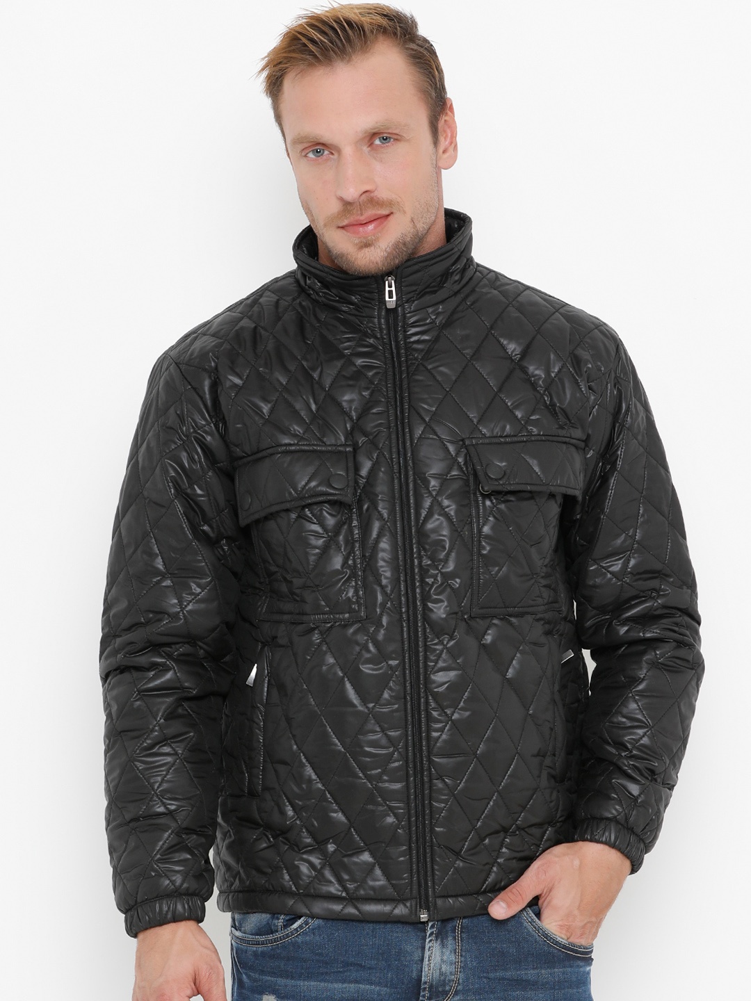 

Plutus Men Black Solid Water Resistant Quilted Jacket