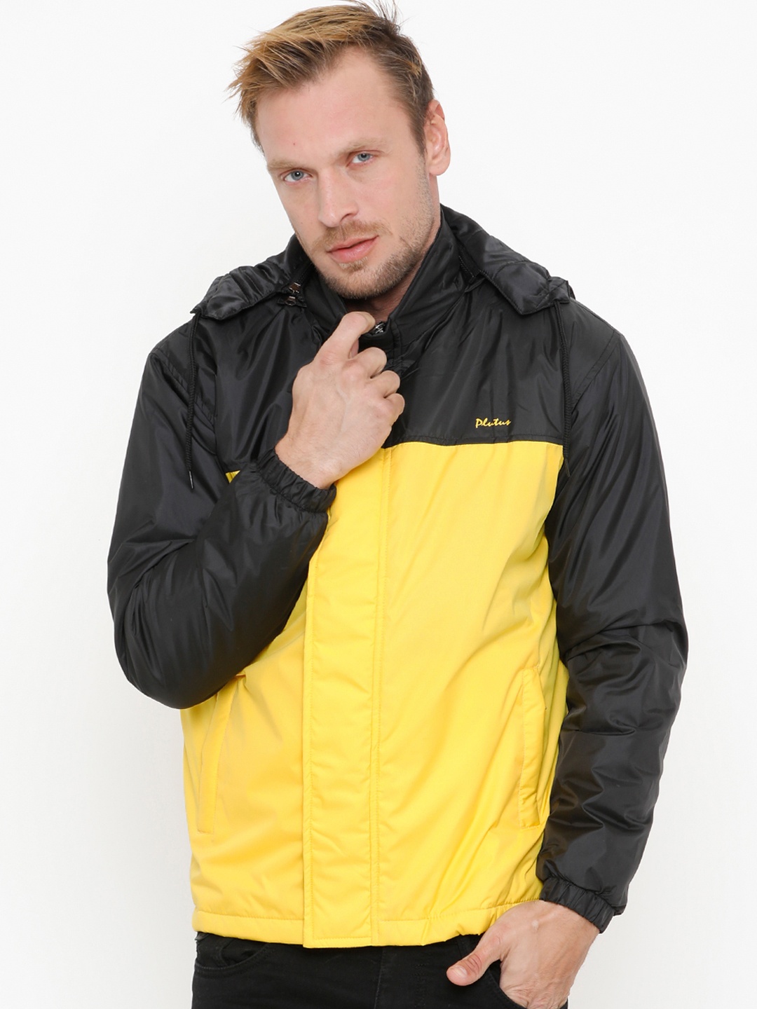 

Plutus Men Black Solid Water Resistant Bomber