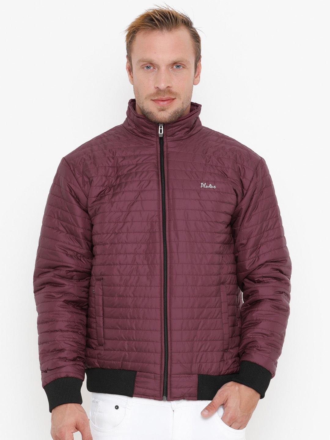 

Plutus Men Purple Solid Water Resistant Bomber