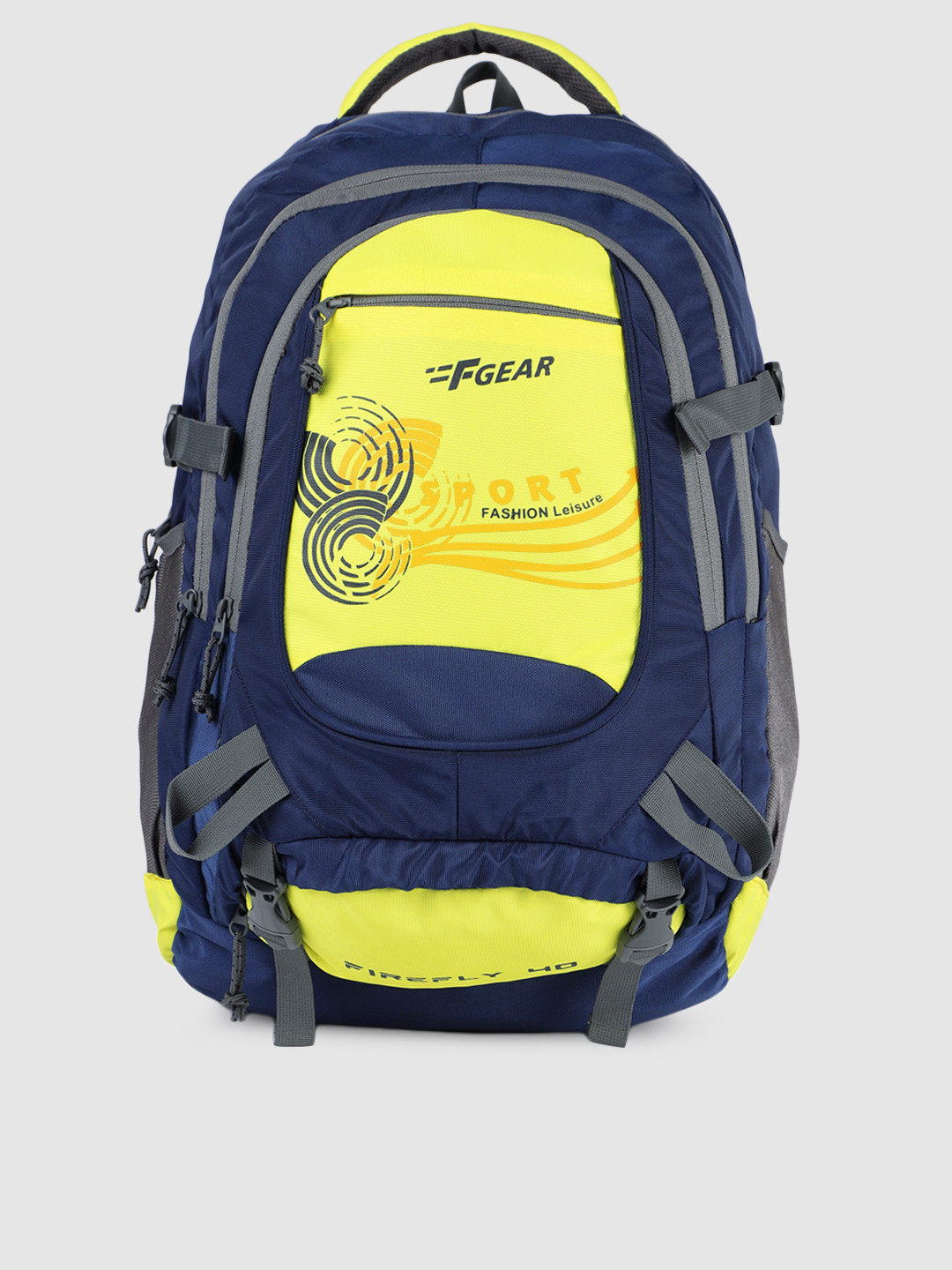 

F Gear Unisex Navy Blue & Yellow Graphic Backpack