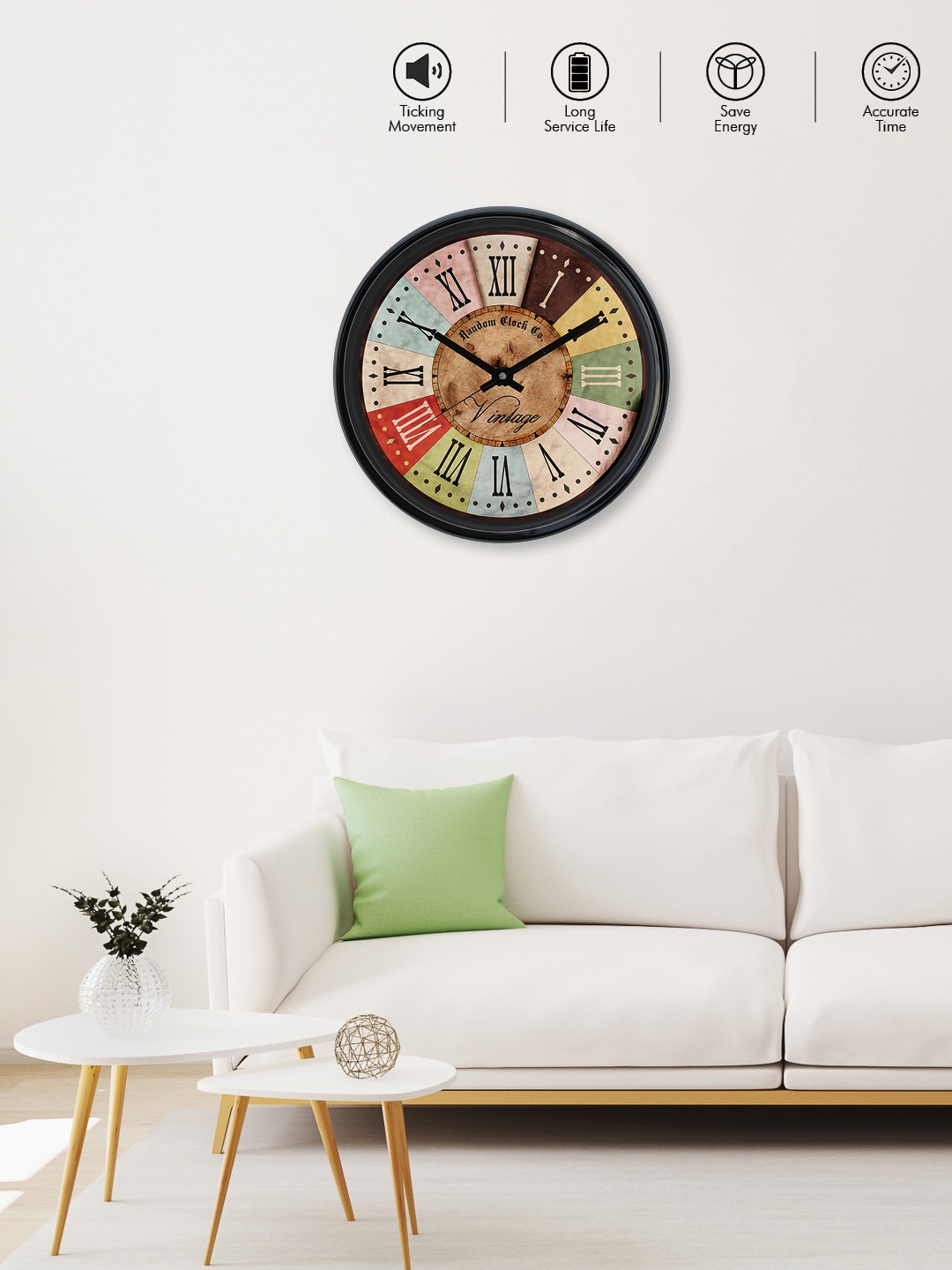

RANDOM Multicoloured Round Printed 30.48 cm Analogue Wall Clock, Multi