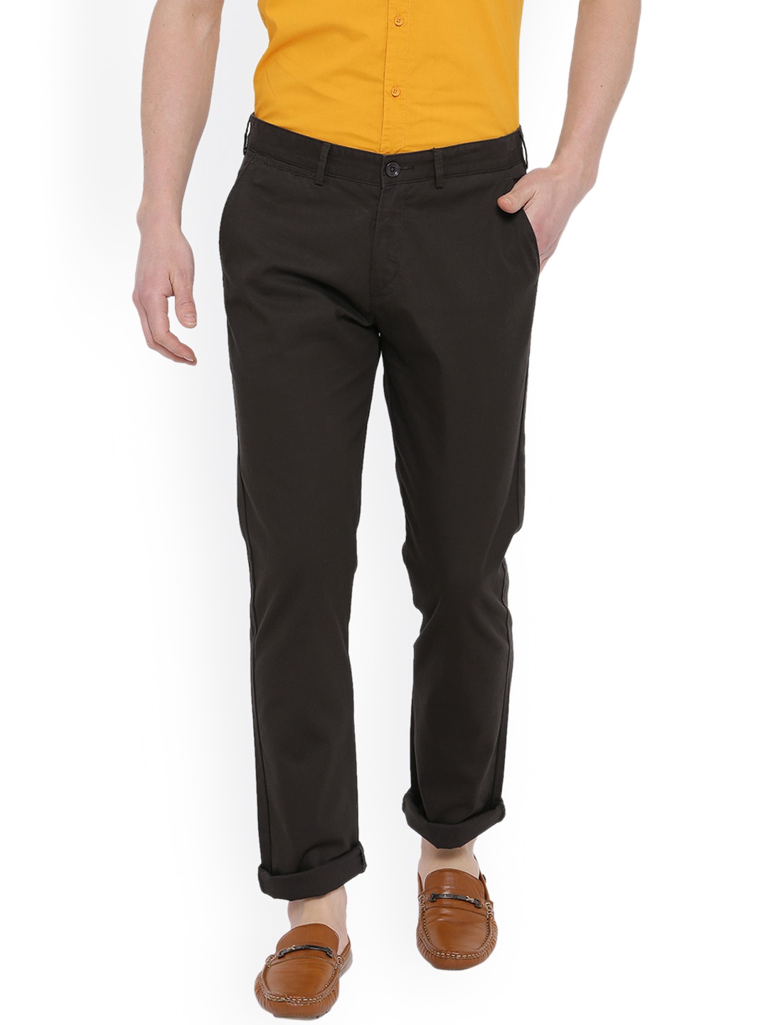 

Duke Men Brown Slim Fit Solid Chinos