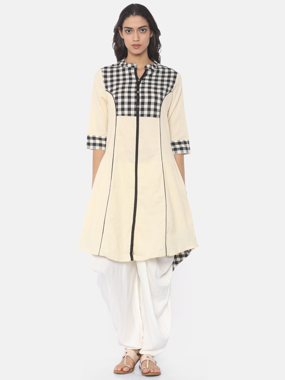 

Anahi Women Beige Yoke Design A-Line Kurta