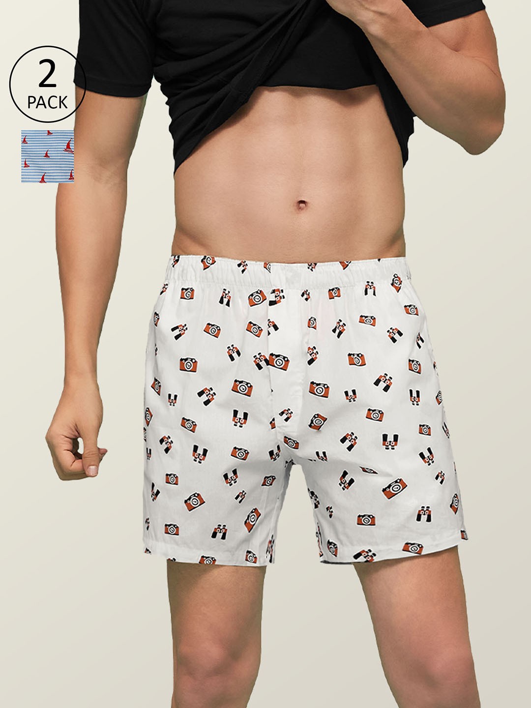 

XYXX Men Super Combed Cotton Printed Pack of 2 Remix Boxer XYBOX2PCKN63, White