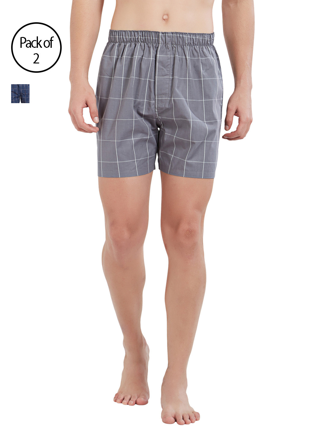 

XYXX Men Super Combed Cotton Checkered Pack of 2 Checkmate Boxer XYBOX2PCKN68, Grey