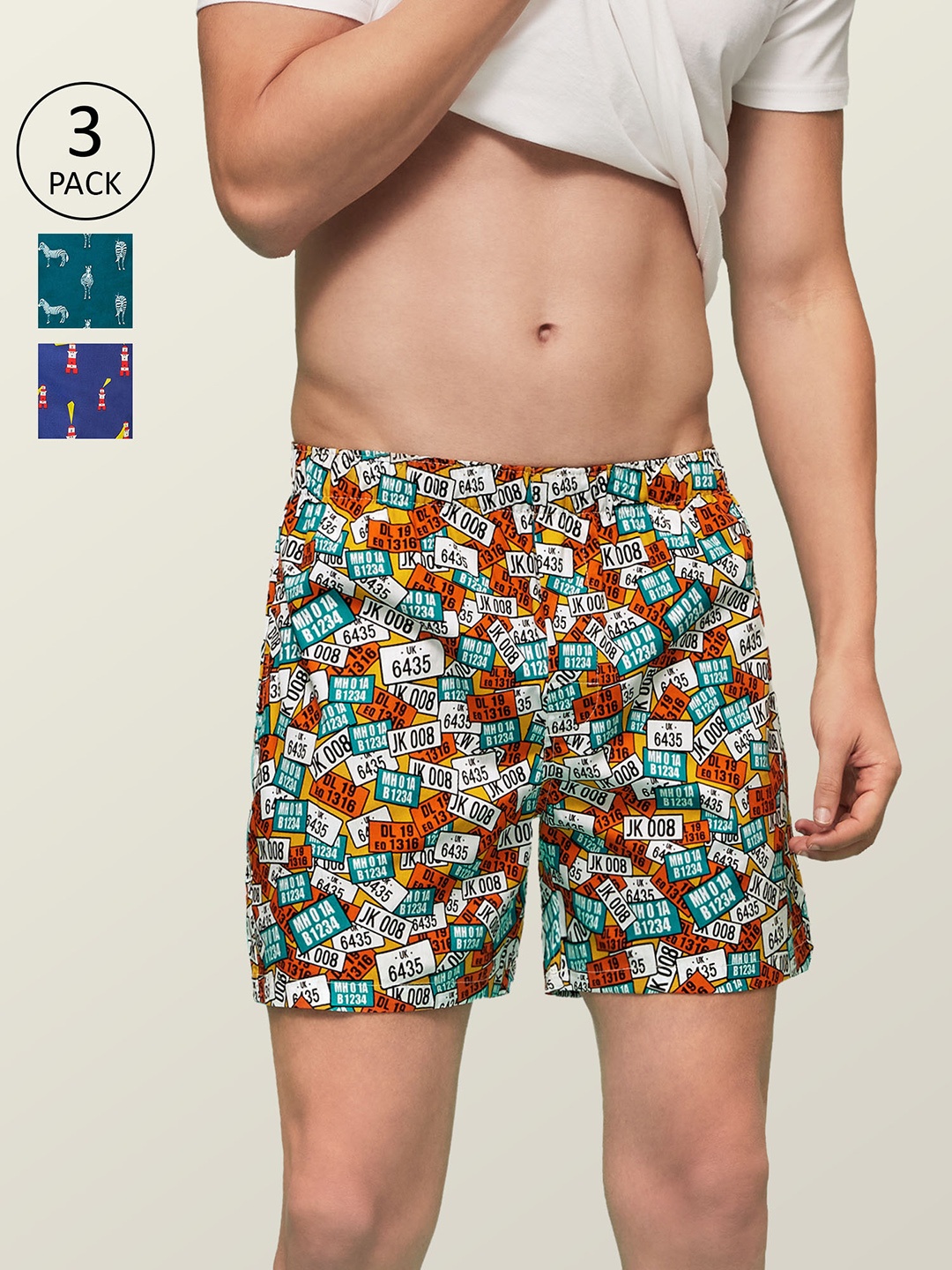 

XYXX Men Super Combed Cotton Printed Pack of 3 Remix Boxer XYBOX3PCKN03, Blue