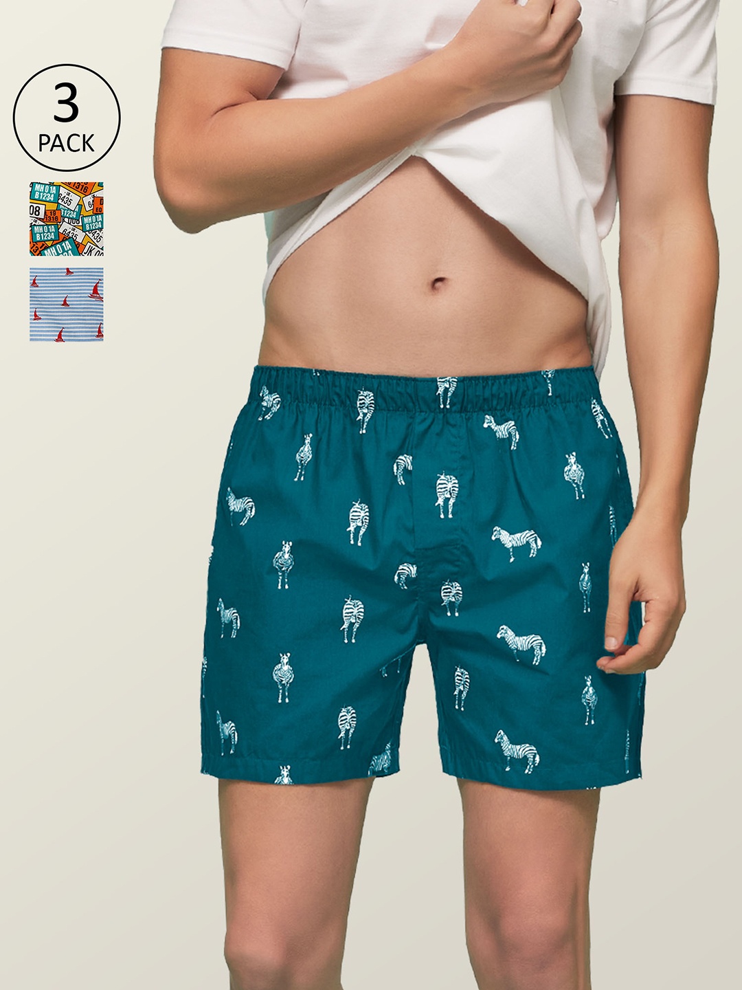 

XYXX Men Super Combed Cotton Printed Pack of 3 Remix Boxer XYBOX3PCKN04, Blue