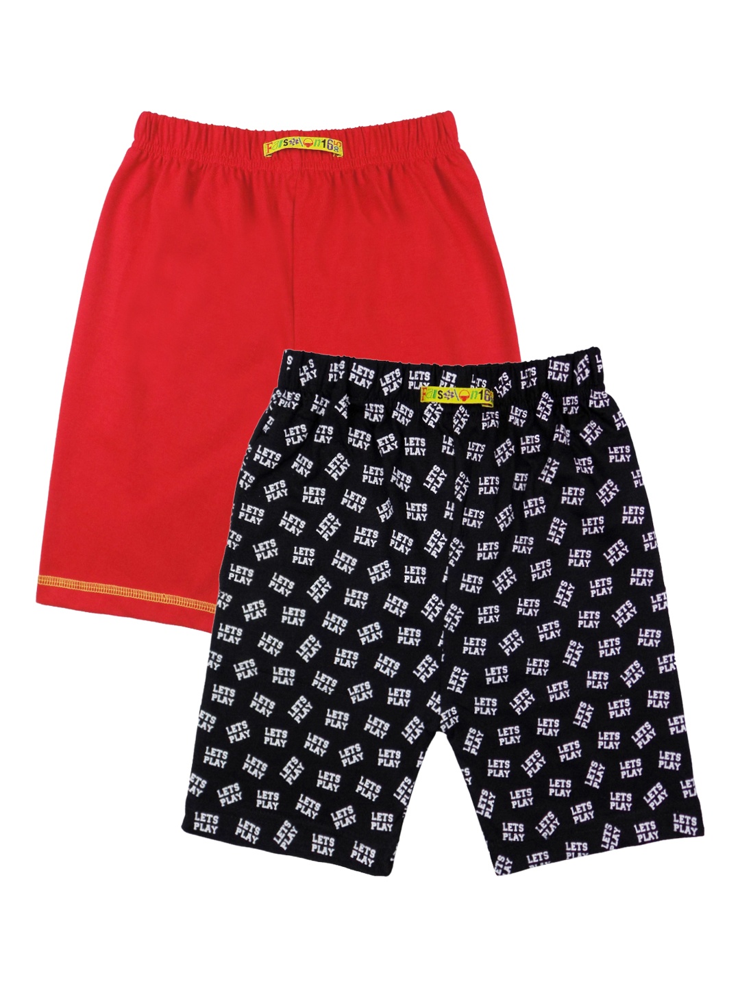 

SWEET ANGEL Kids-Unisex Cotton Pack Of 2 Self Design Shorts, Black