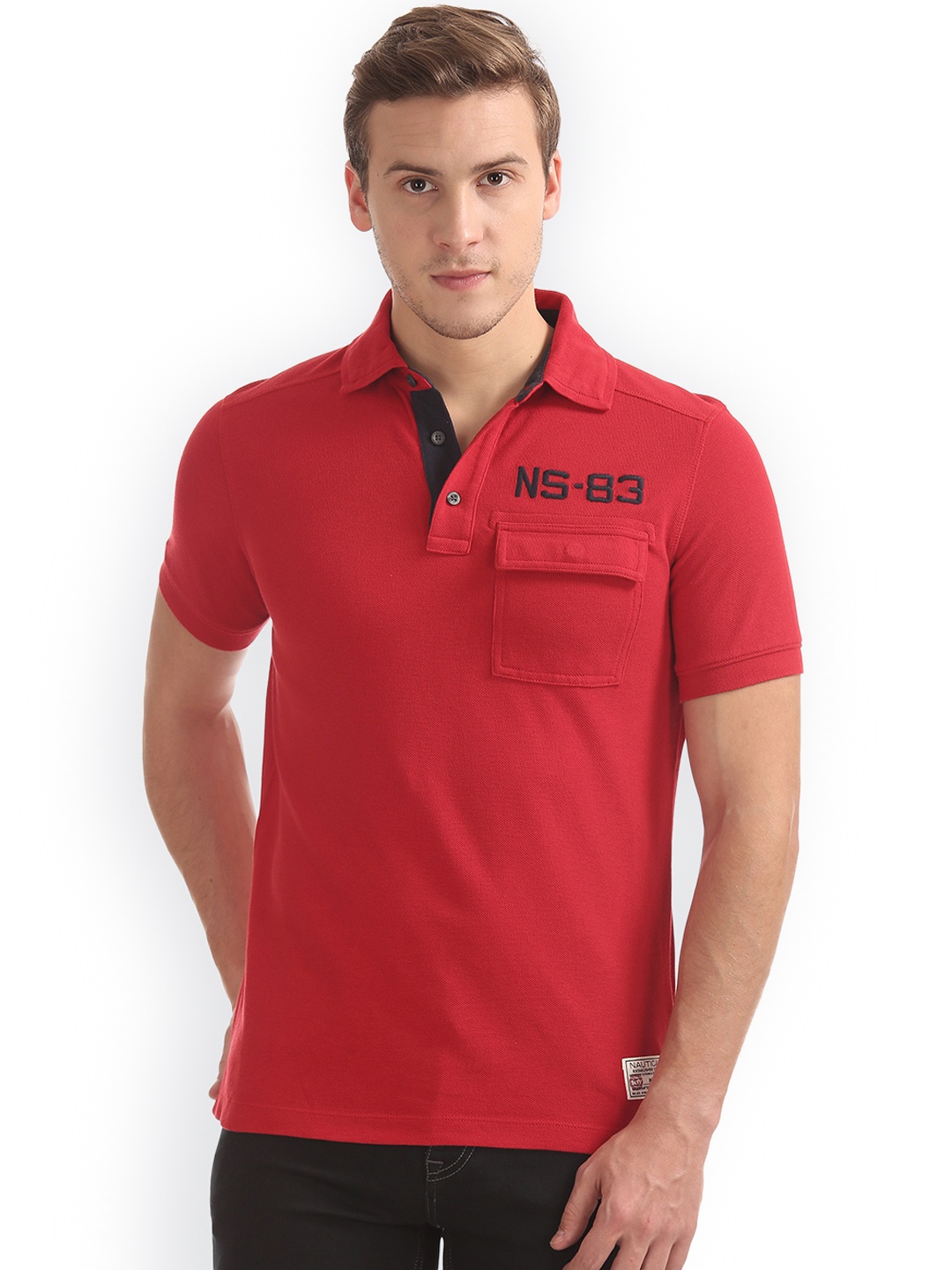 

Nautica Men Red Solid Polo Collar Slim Fit T-shirt
