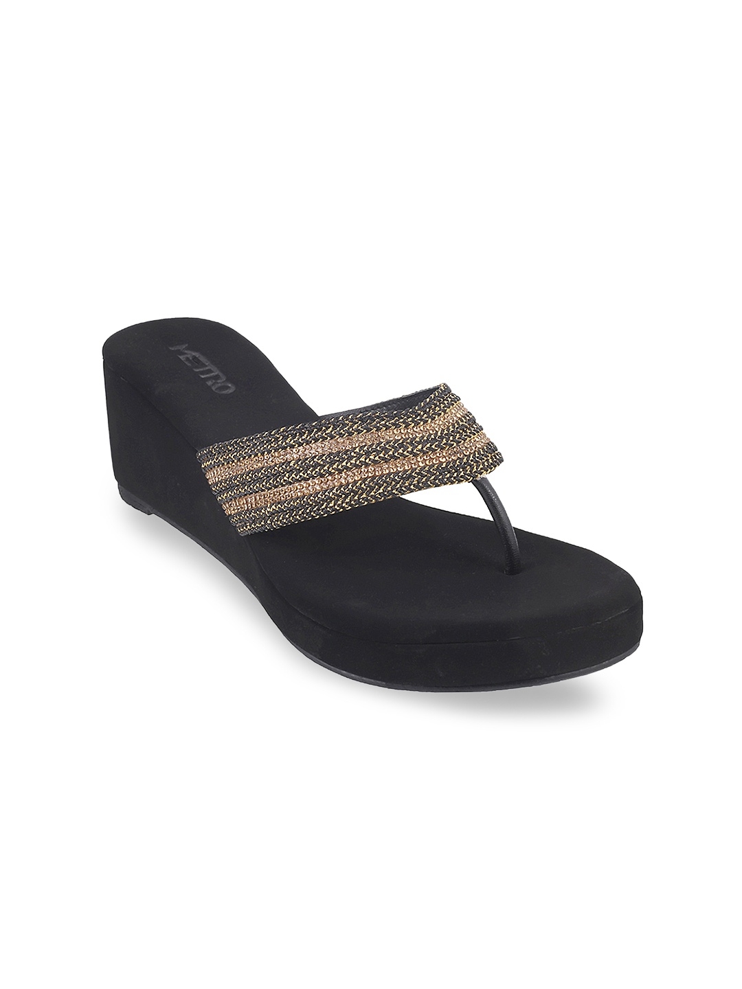 

Metro Women Black Embellished Wedges