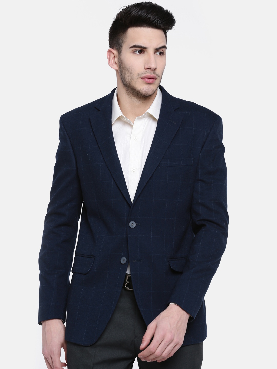 

J Hampstead Navy Blue Contemporary Fit Single-Breasted Formal Blazer