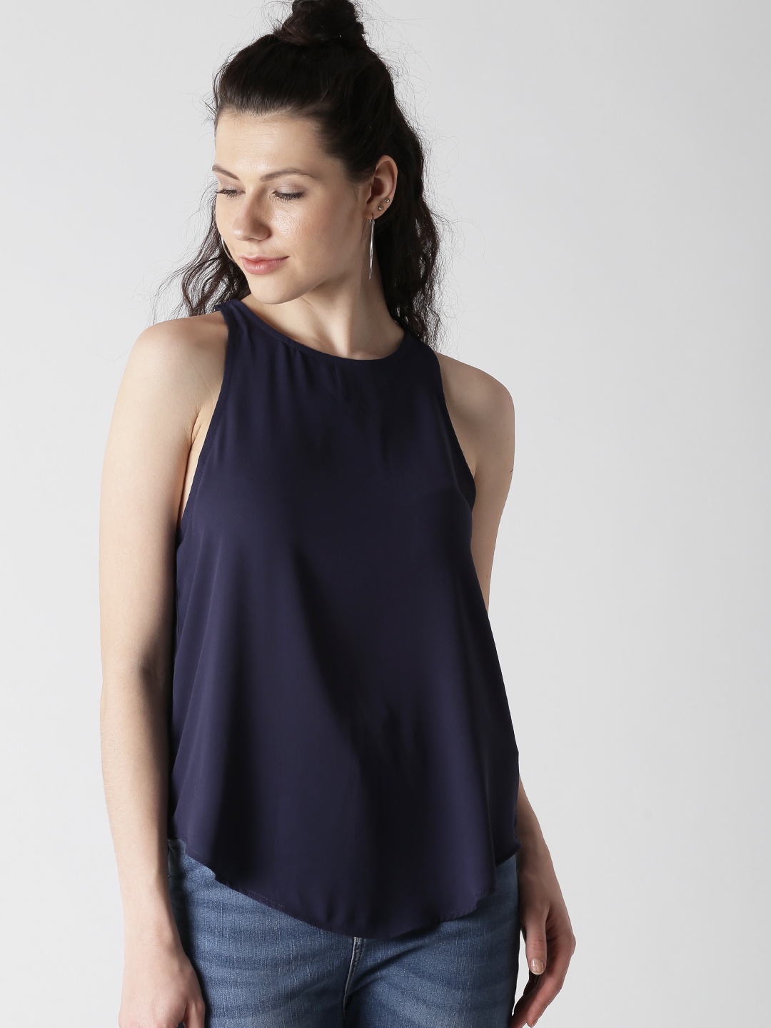 

FOREVER 21 Women Navy Blue Solid Top